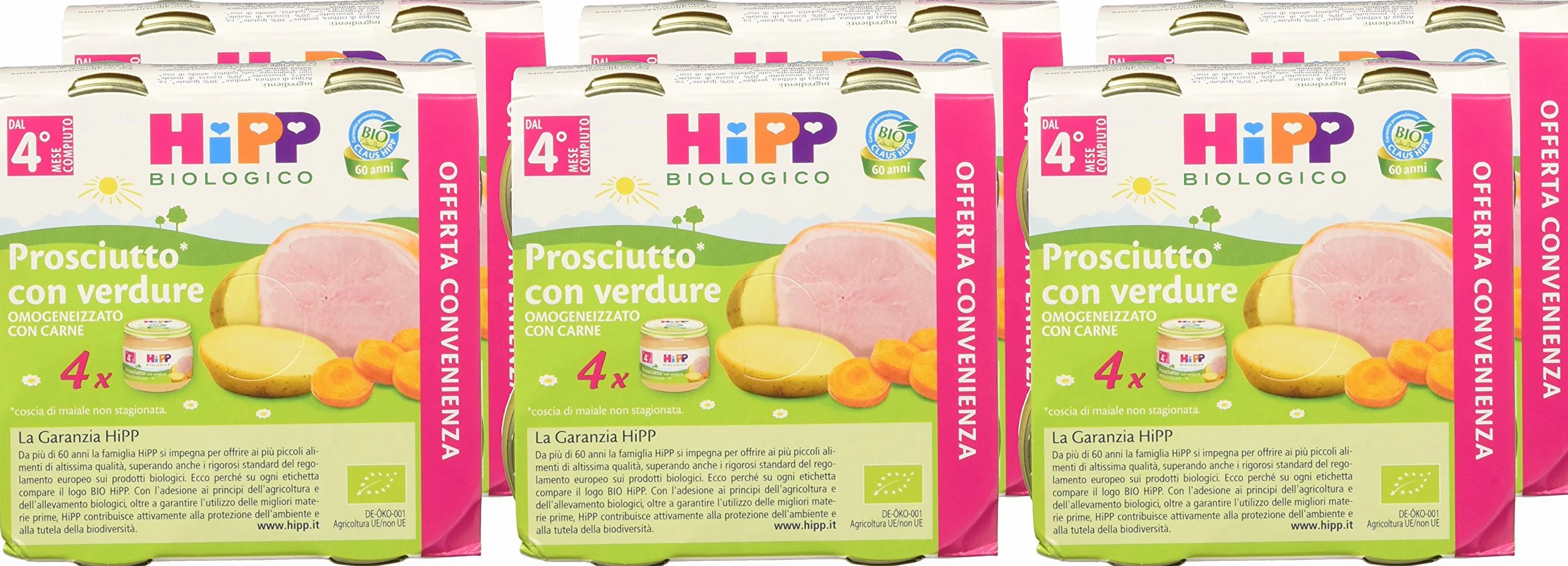 Hipp Omo Multipack Prosciutto con Verdure - Confezione 4 x 80 g