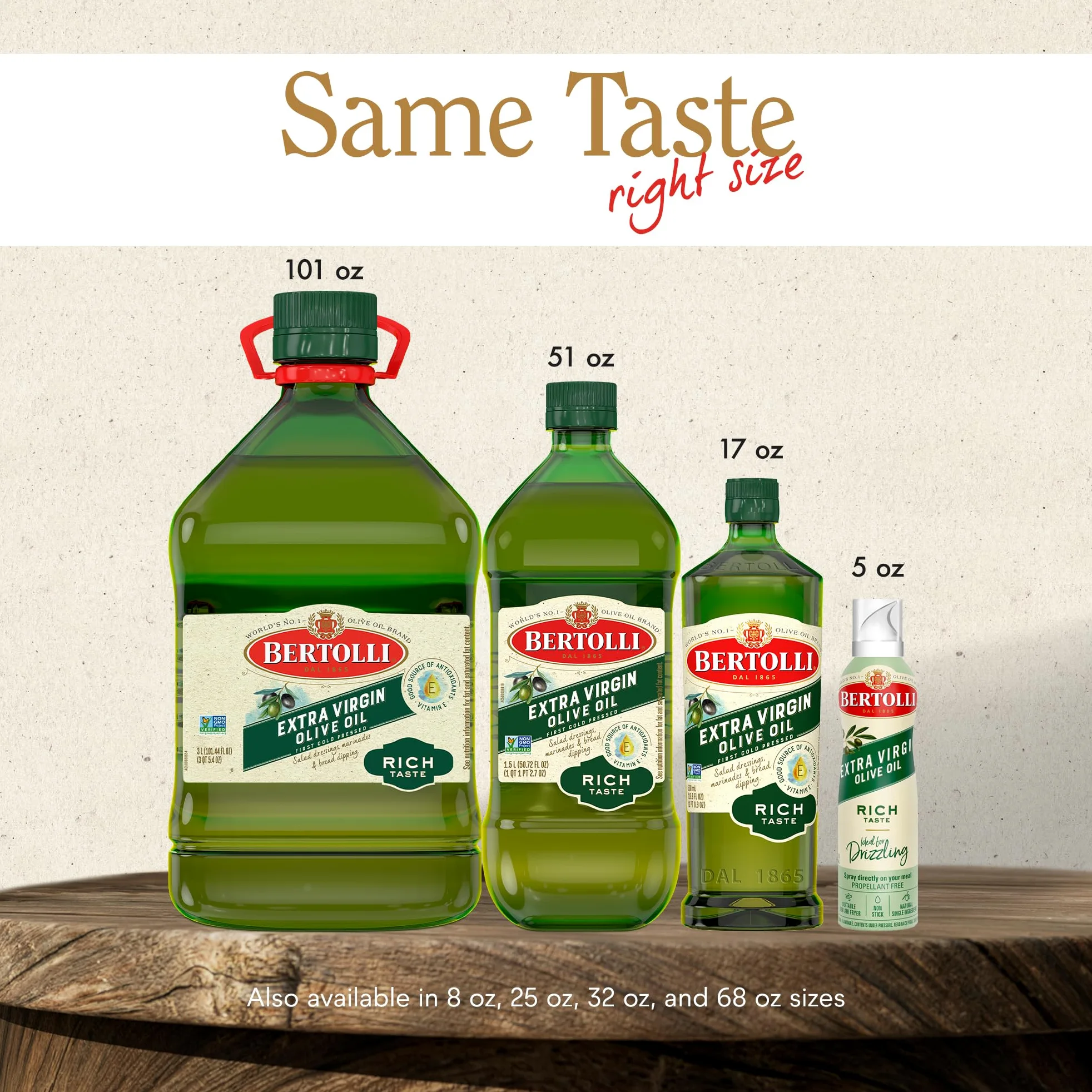 Bertolli Olio Extra Vergine di Oliva Spray, Aroma Ricco, 140 ml, Confezione da 6