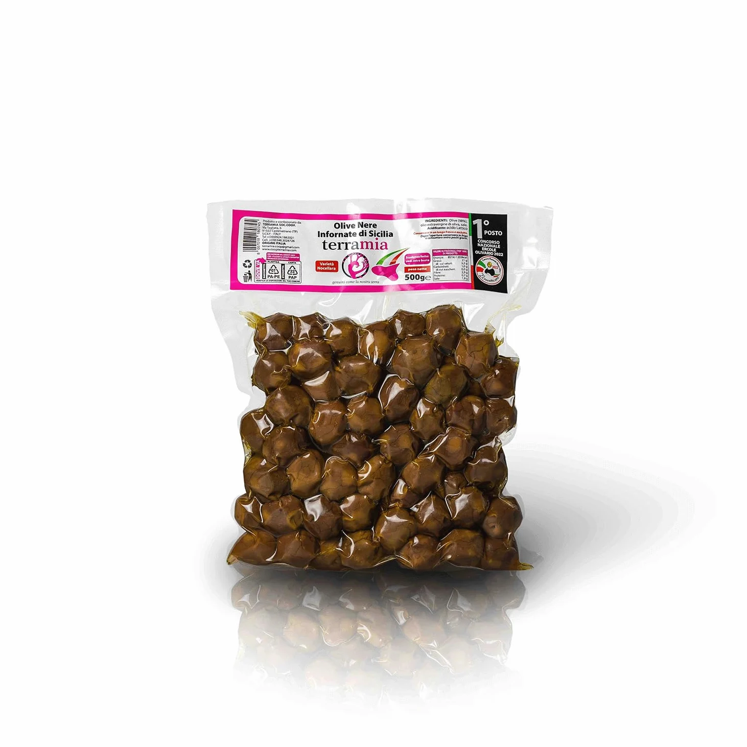 Terramia Olive Verdi Dolci di Sicilia "Nocellara" Denocciolate in Salamoia – Prodotto Artigianale da Azienda Premiata Ercole Olivario e Monna Oliva, Formato Scorta 2kg (4 B