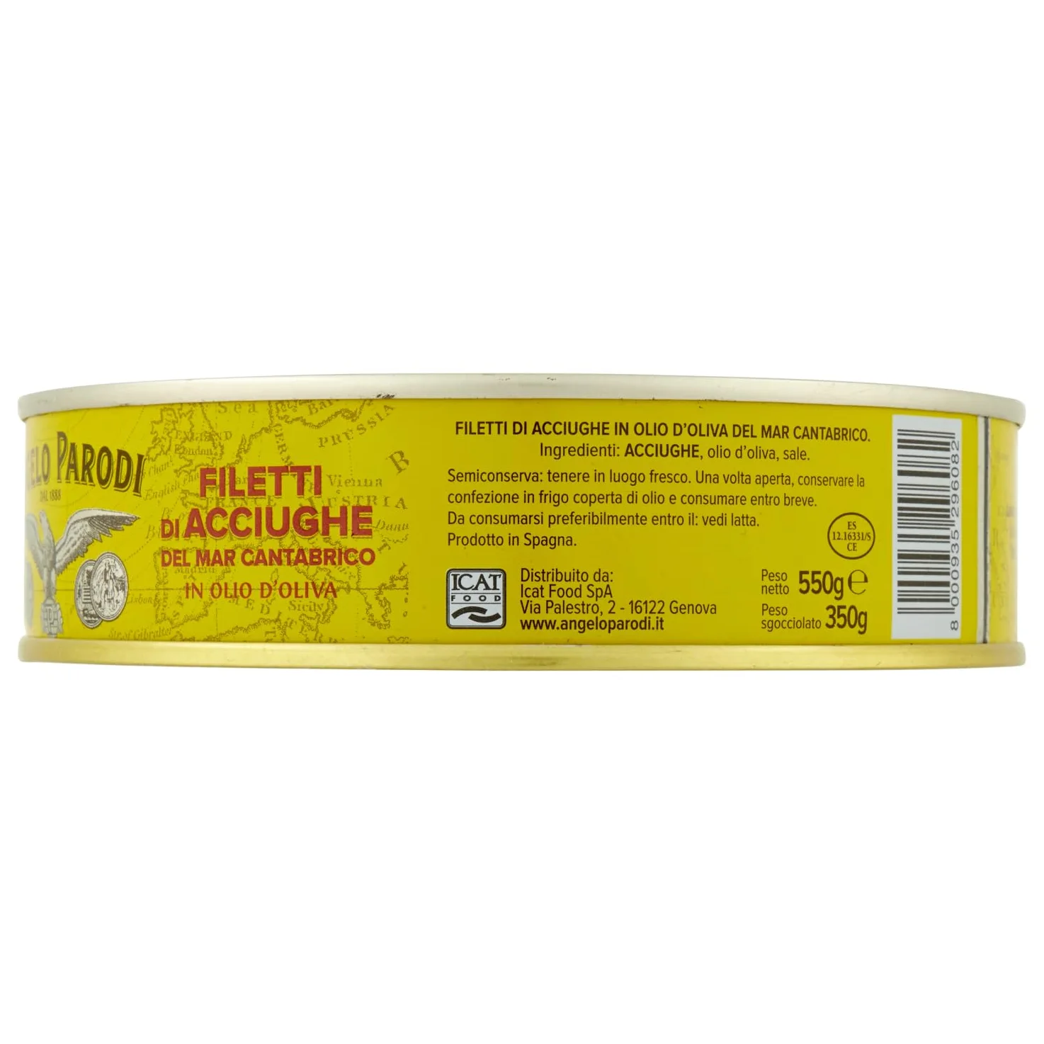 ANGELO PARODI - Filetti di Acciughe in Olio di Oliva Pescate e Lavorate nel Mar Cantabrico Tappo Salva Fragranza 550g