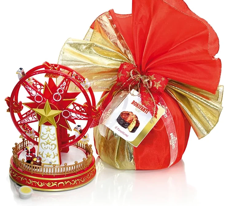 Bonifanti Panettone Milanese Alto Magiche Giostre di Natale, 1000g con Giostrina | Confezione Regalo, Natale