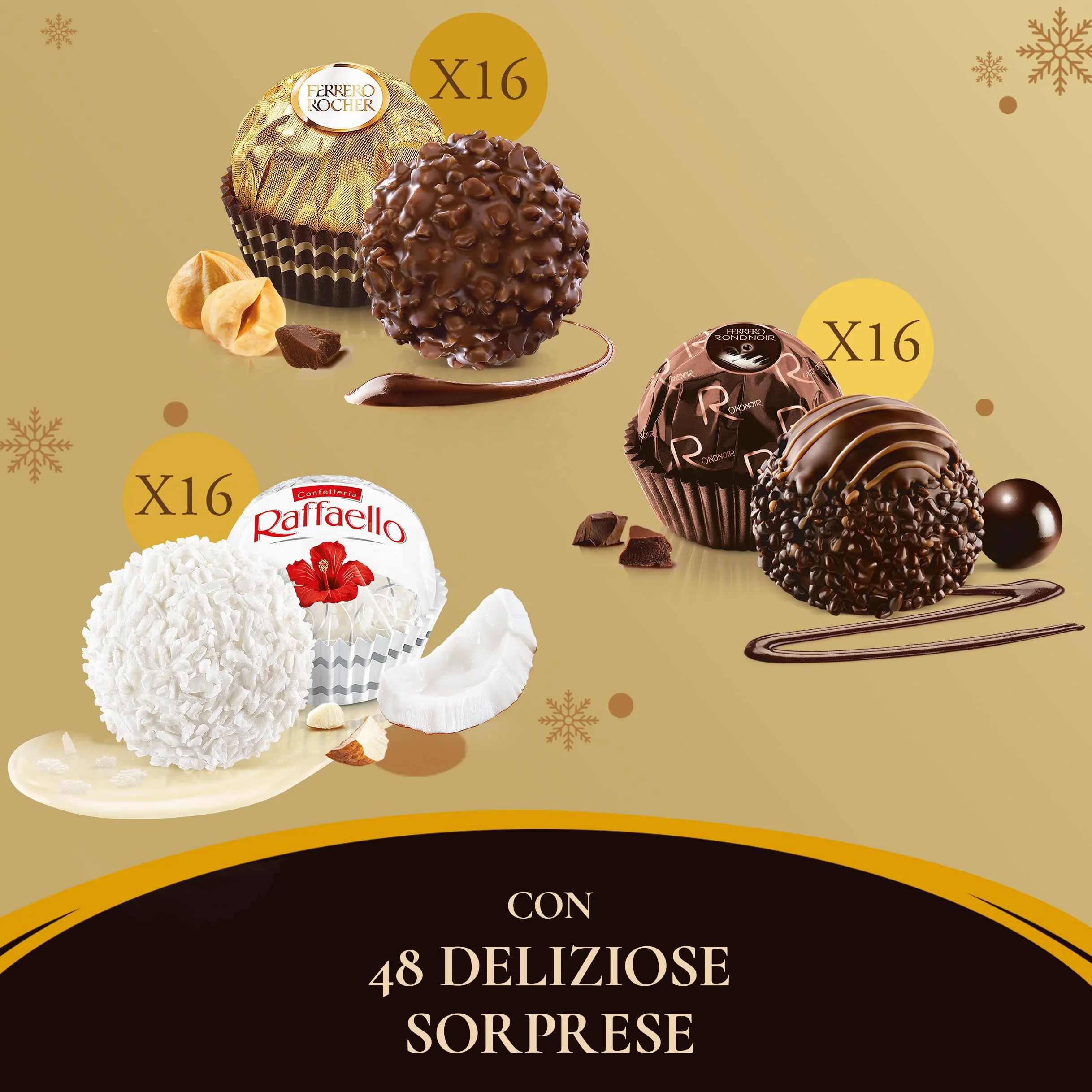 Ferrero Collection - 48 Specialità Assortite al Cioccolato, Racchiuse in una Elegante Scatola Natalizia, Idea Regalo Natale, Compleanno e Anniversario, Confezione da 518 gr