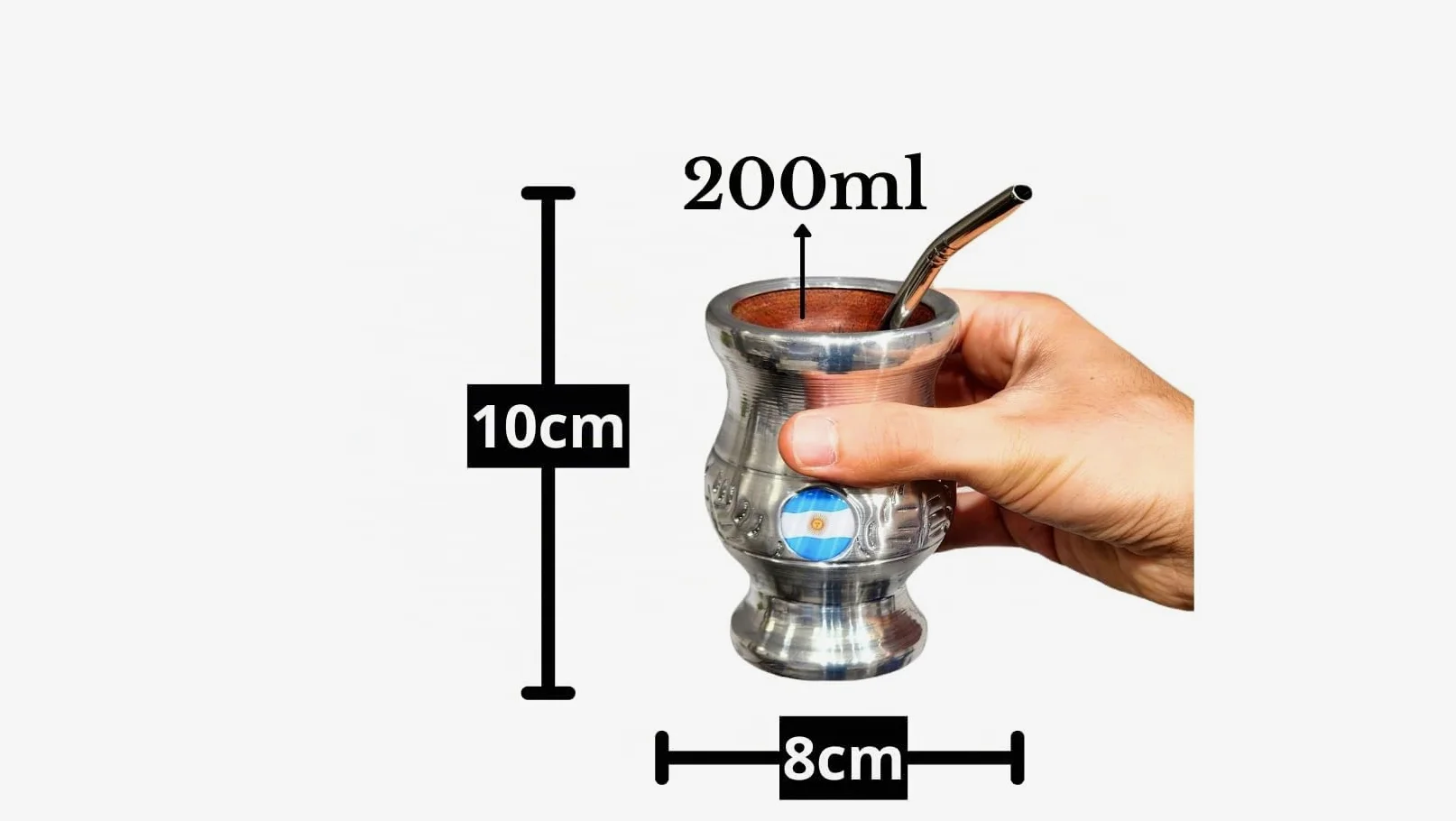 Yerba Mate Cup Classic argentina opaca, realizzata a mano in legno naturale per pane con rivestimento in acciaio inox opaco con lampadina pappagallo, Gourd mate Cup