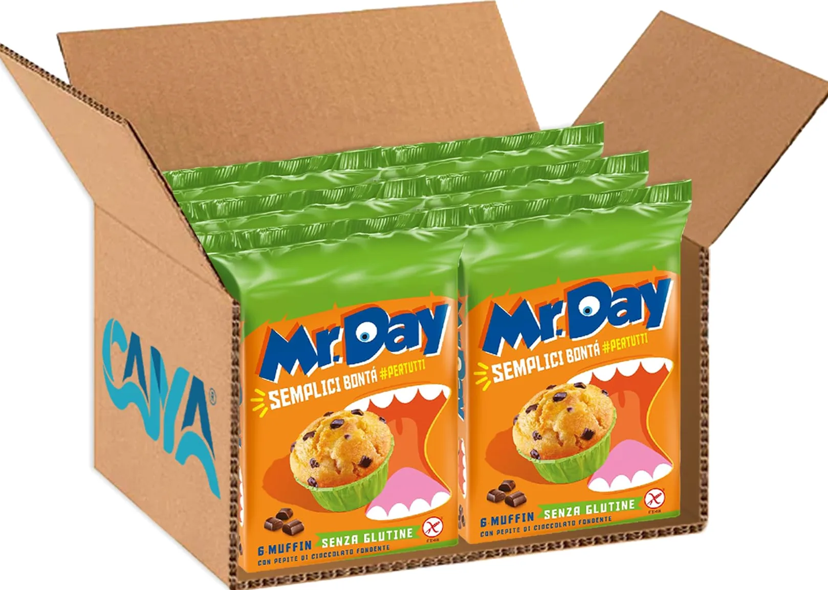 Mr. Day Muffin con Pepite di Cioccolato Fondente, Senza Glutine (Gluten Free) 252g [BOX da 6 Confezioni]