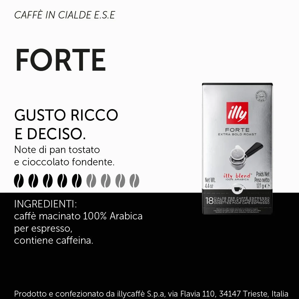 illy Caffè in Cialde E.S.E. Monodose tostato FORTE - 12 confezioni da 18 cialde, Totale 216 Cialde