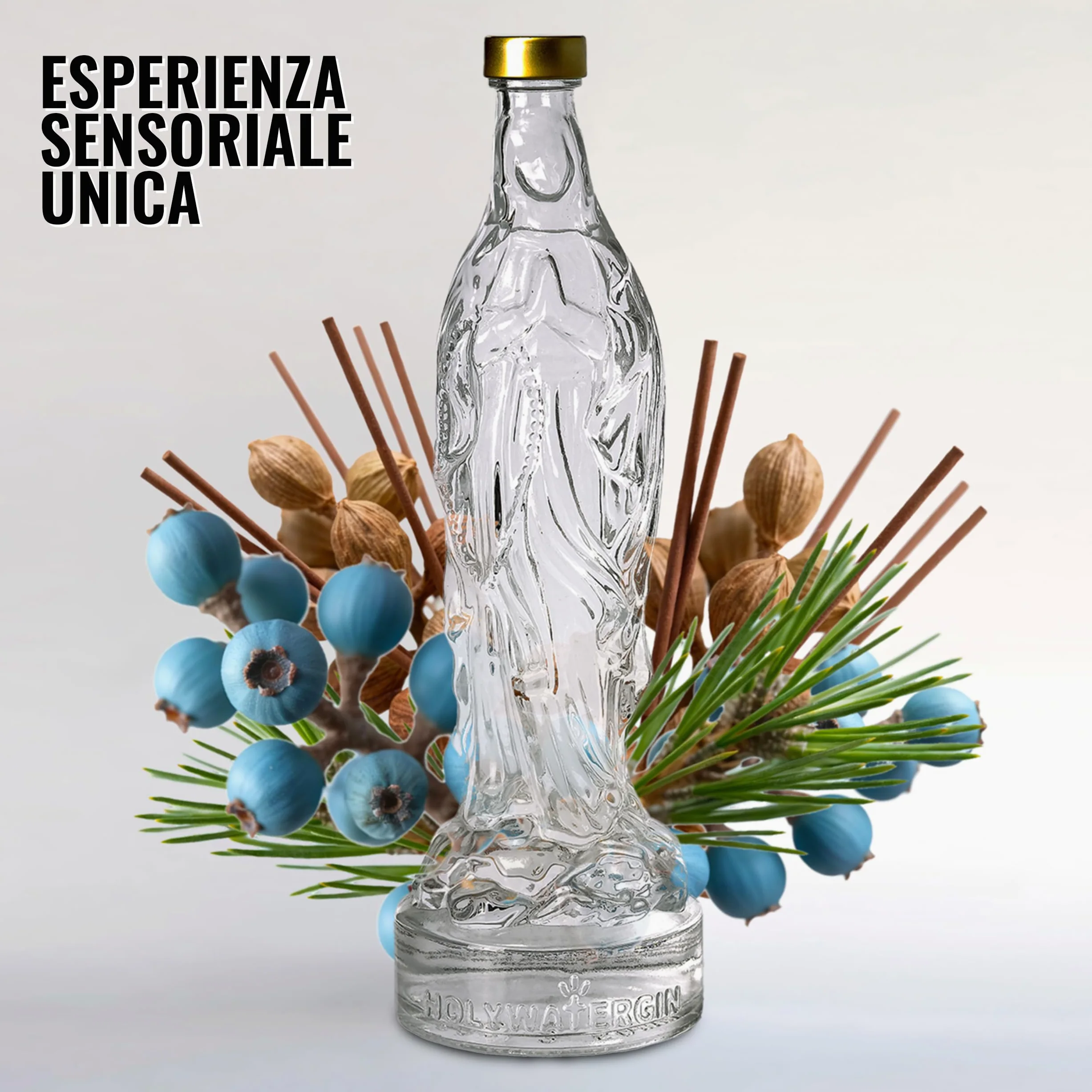 Cofanetto Holywatergin e Agavesanta, Gin Italiano (42,5%) con Aggiunta di Iris, Pino, Acqua Distillata di Mare e Incenso e Distillato di Agave (40%) con Aggiunta di Ibisco e Legno di Cedro