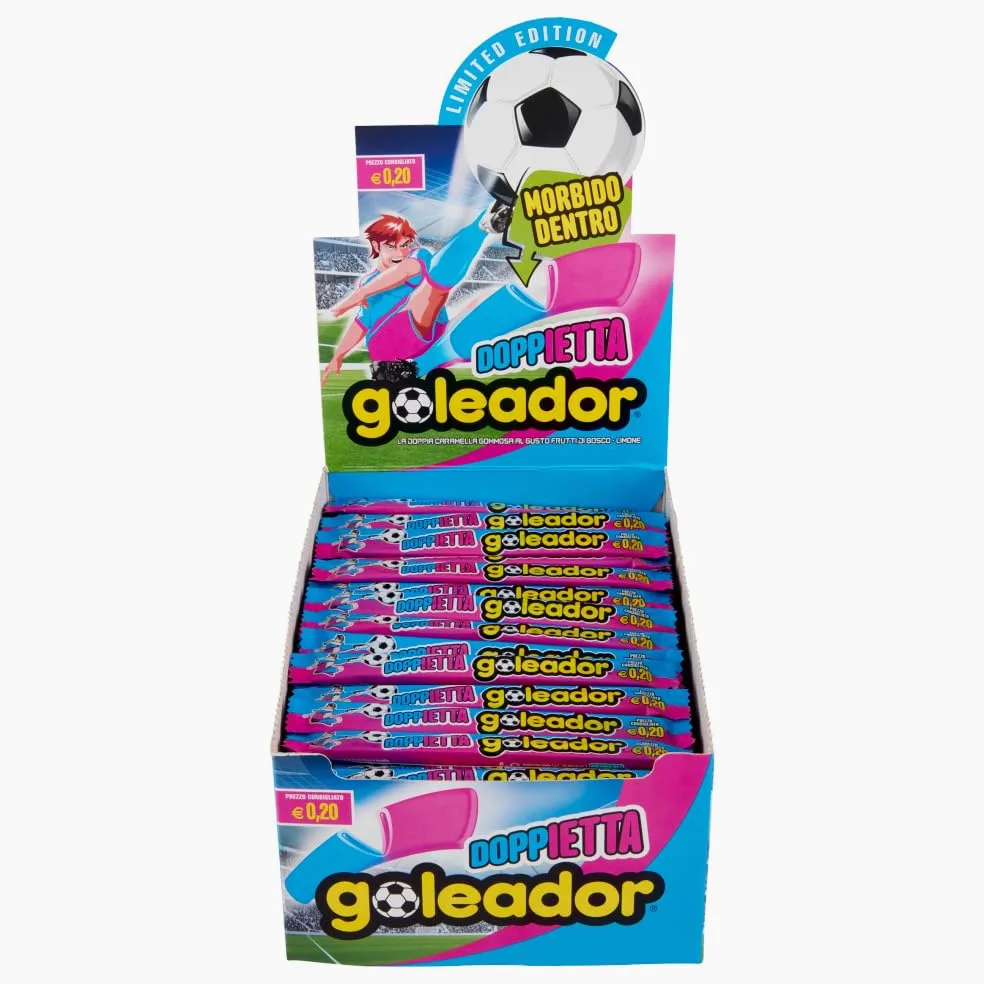 Goleador Lastrina Doppietta, Caramelle Gommose, Gusto Frutti di Bosco e Limone, Senza Glutine, con Zucchero, Confezione da200 Monopezzi, da Condividere con Amici o con Chi Vuoi