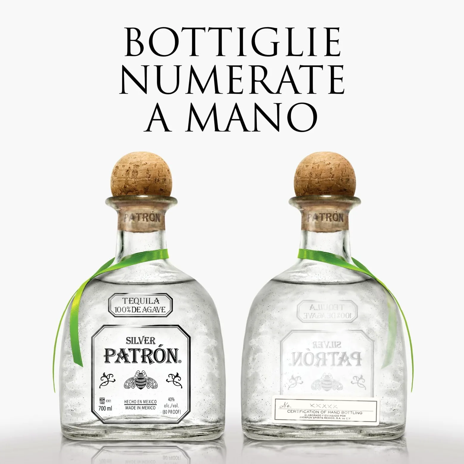 PATRÓN Silver Premium Tequila, Vol. 40%, 70 cl / 700 ml, creata in Messico con metodi artigianali in piccoli lotti a partire dal 100% della migliore agave Weber Blue