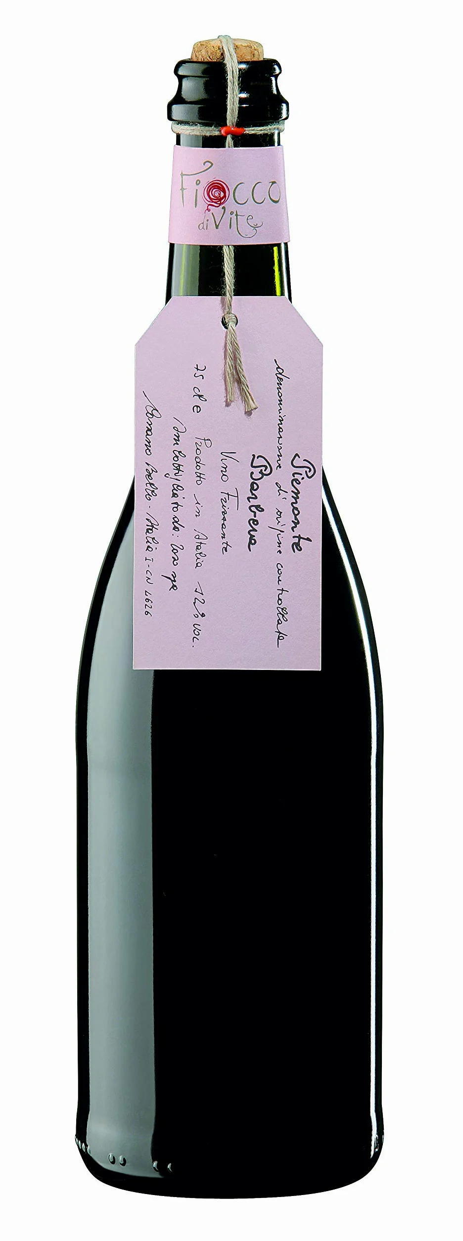 FIOCCO DI VITE Piemonte Doc Barbera Frizzante Fiocco Di Vite Vino Rosso Frizzante - 6 Bottiglie - 6x75cl