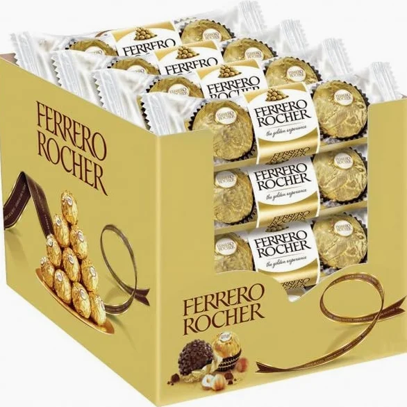 Ferrero Rocher Cubo Espositore con 16 Confezioni da 3 Praline di Cioccolato Ciascuno 37g T3x16