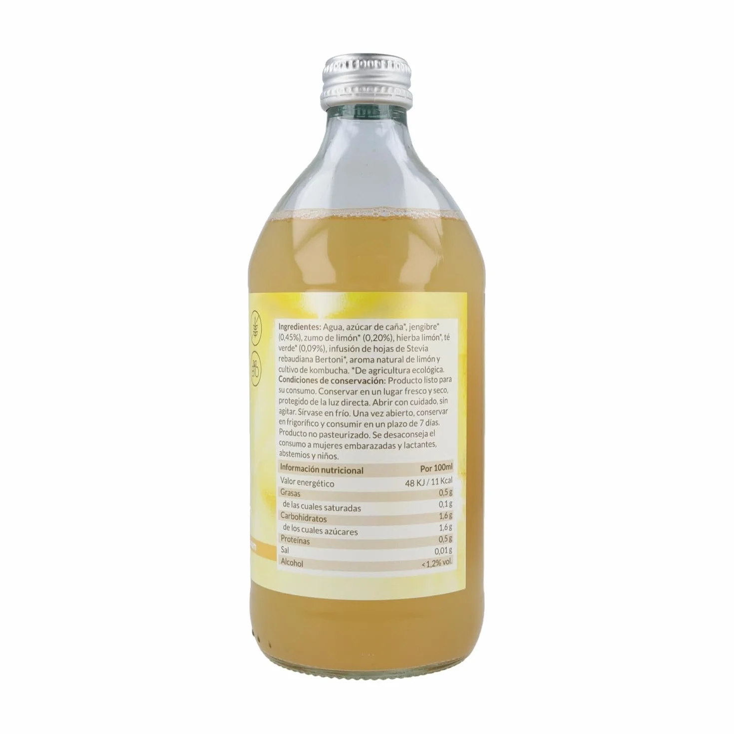 Pack 6x Kombucha Zenzero e Limone Bio 500ml Naturitas Essentials | Bevanda sana | Aiuta la digestione | Frizzante | Probiotico