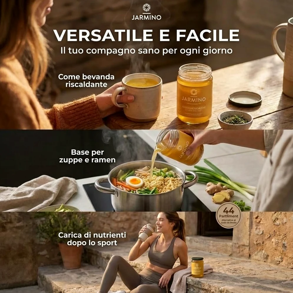 JARMINO brodo biologico di ossa di pollo (6 x 350 ml) | acido ialuronico, collagene e proteina naturale | bone broth | bevanda salutare o come base per zuppe e salse