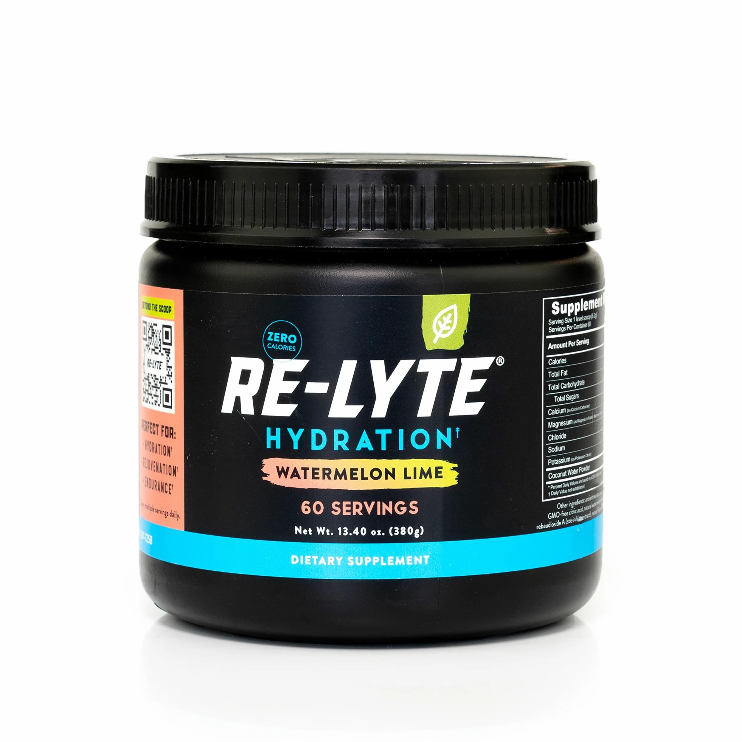 REDMOND Re-Lyte HYDRATION Drink Mix WATERMELON LIME LARGE, confezione da 380 g - Polvere elettrolitica, senza zucchero, con vero sale Redmond Real Salt e oltre 60 importanti minerali e oligoelementi