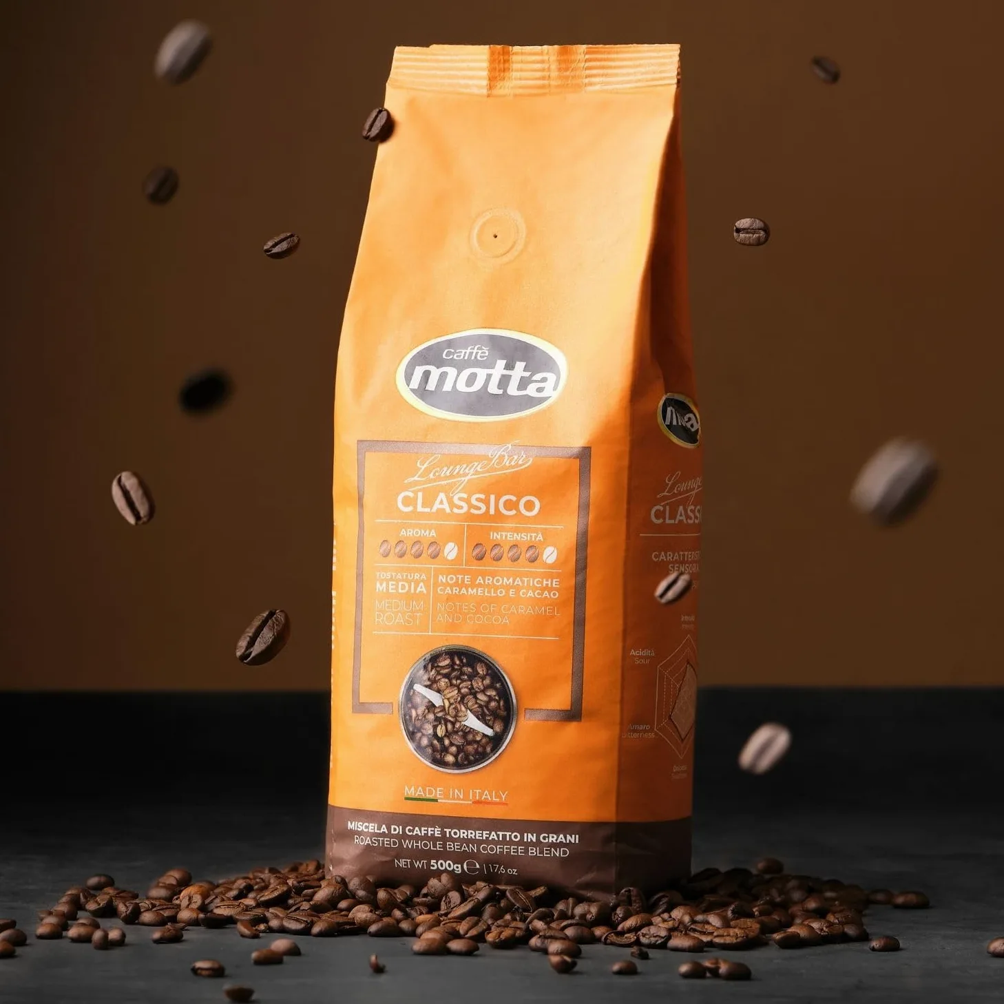CAFFE' MOTTA Caffe in Grani 6 kg, Chicchi di Caffè Qualità Lounge Bar Espresso Classico Miscela Arabica e Robusta, Made in Italy (6 Confezioni da 1 kg)