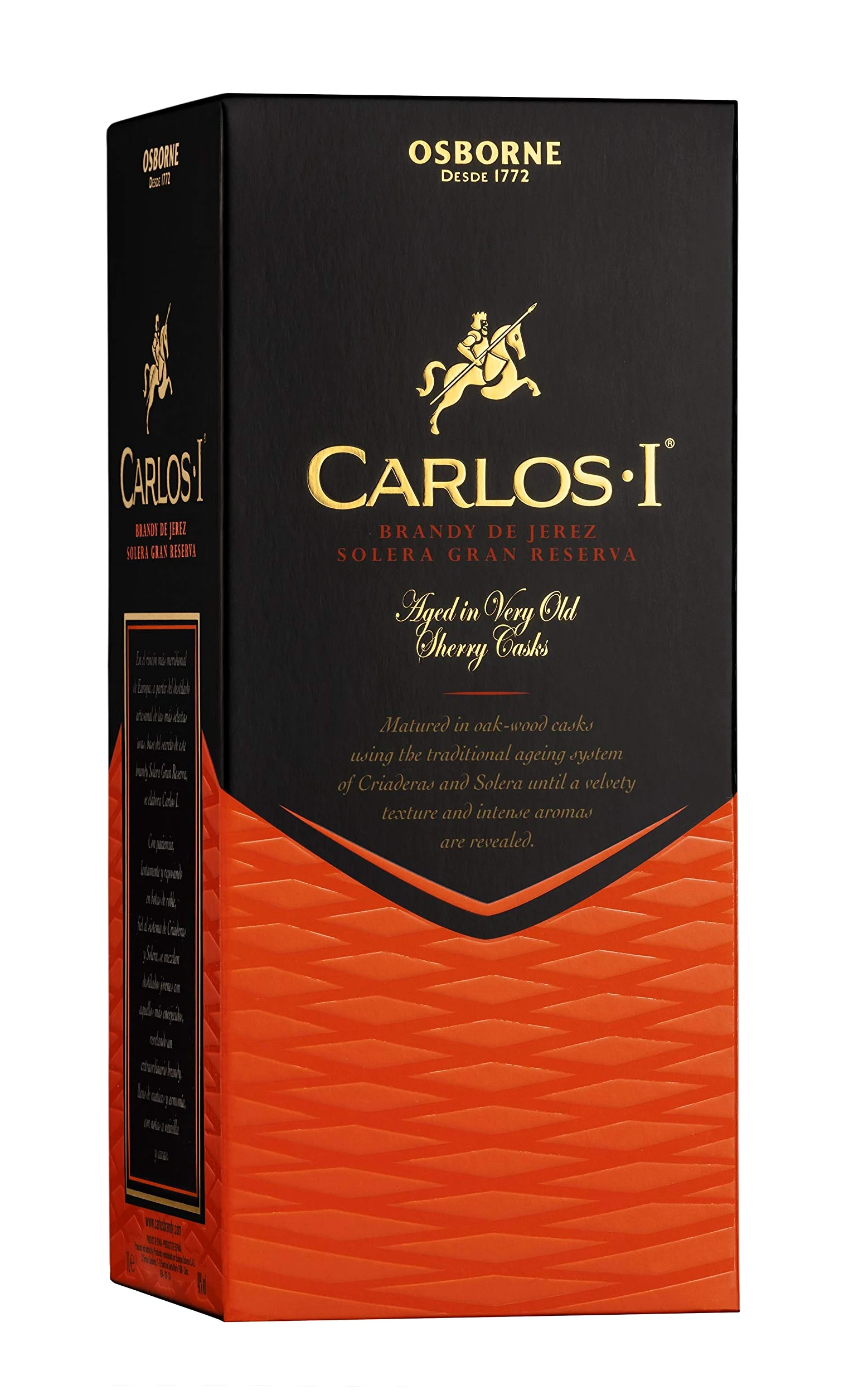 Osborne Carlos Imperial Brandy, 700 ml & Brandy De Jerez con Confezione Regalo, 700ml