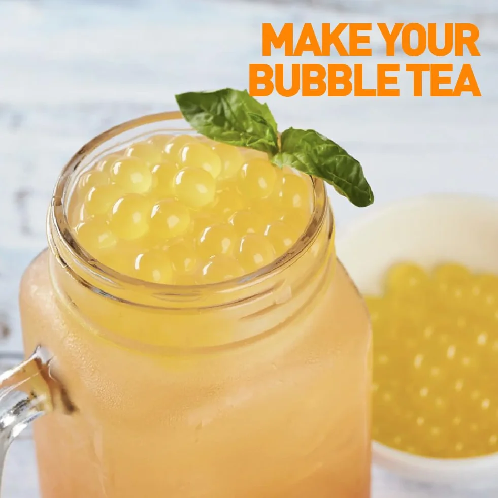 FRANKLY Popping Boba al Frutto della Passione, barattolo da 450gr - Per Bubble Tea, Yogurt, Torte e Dolci