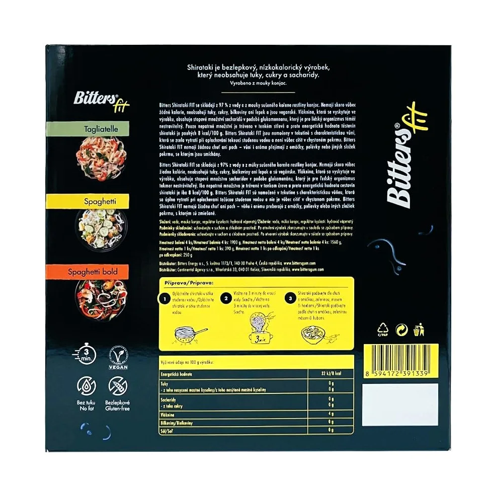 Bitters Shirataki di Konjac Pasta - Riso - 16x390g (senza liquido 16x250g)