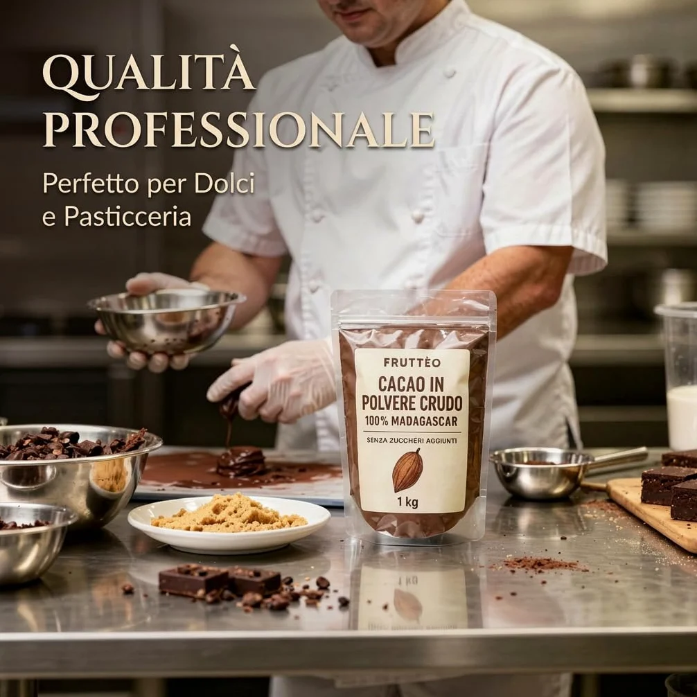 Cacao Amaro in Polvere 1 Kg Madagascar – 100% Puro Non Alcalinizzato – Gusto Intenso e Aromatico – Ideale per Dolci, Pasticceria e Bevande – Qualità Premium