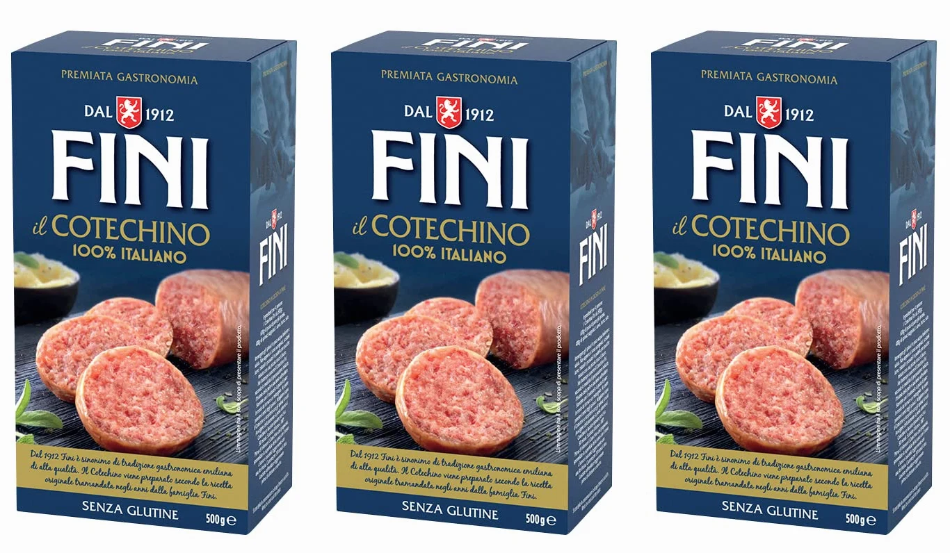 3X Fini Cotechino Precotto 100% Italiano Senza Glutine (Gluten Free) 500g