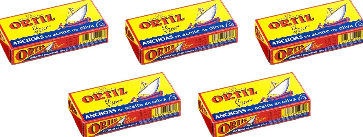 Filetti di acciuga in olio d'oliva 47,5g Ortiz - Confezione da 5 Unitá