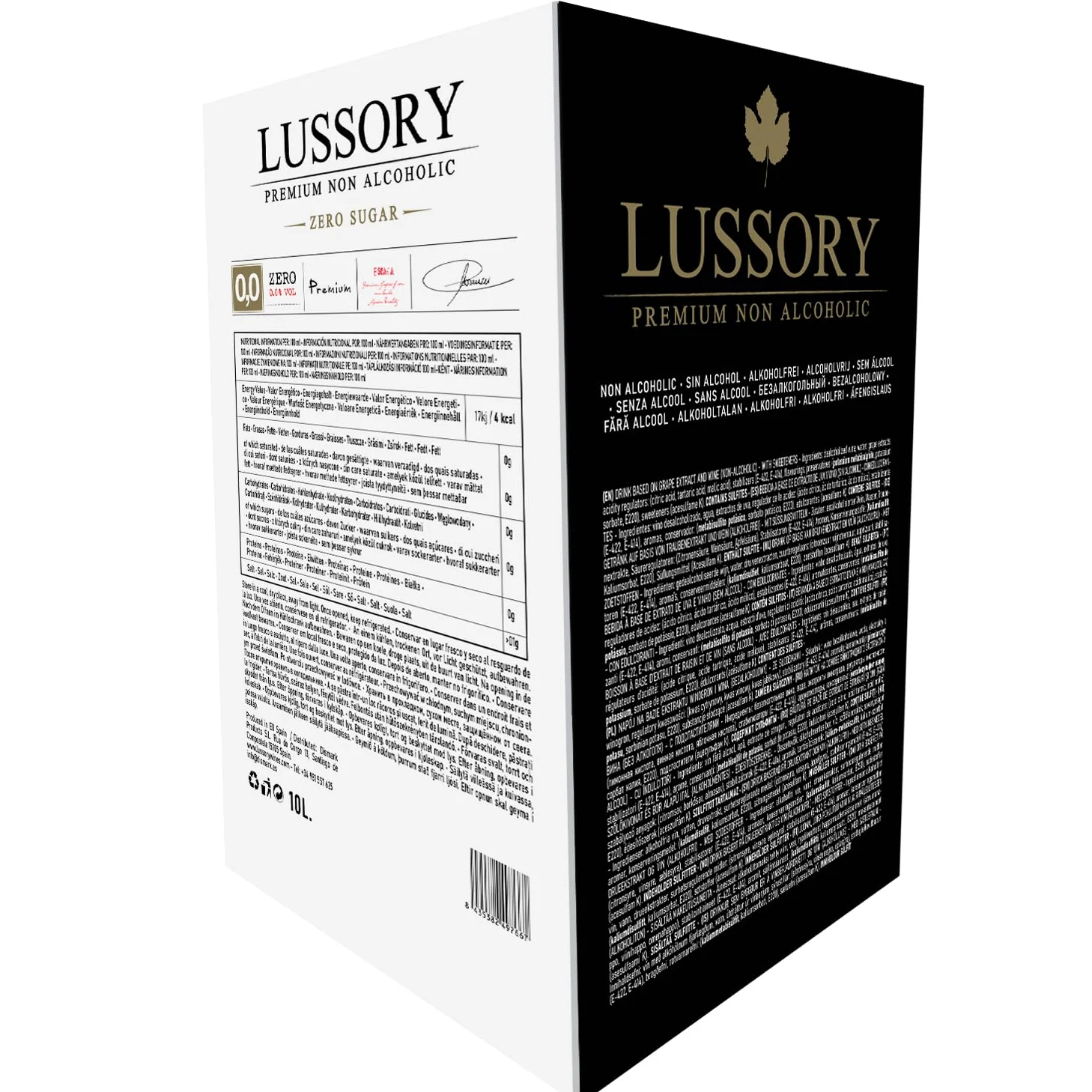 Vino Rosso SENZA ALCOL 0,0 - LUSSORY PREMIUM | Bag in Box 10 L | Equivalente a più di 13 bottiglie da 750 ml | Formato risparmio con rubinetto | SENZA zucchero, SENZA alcol, BASSO contenuto calorico