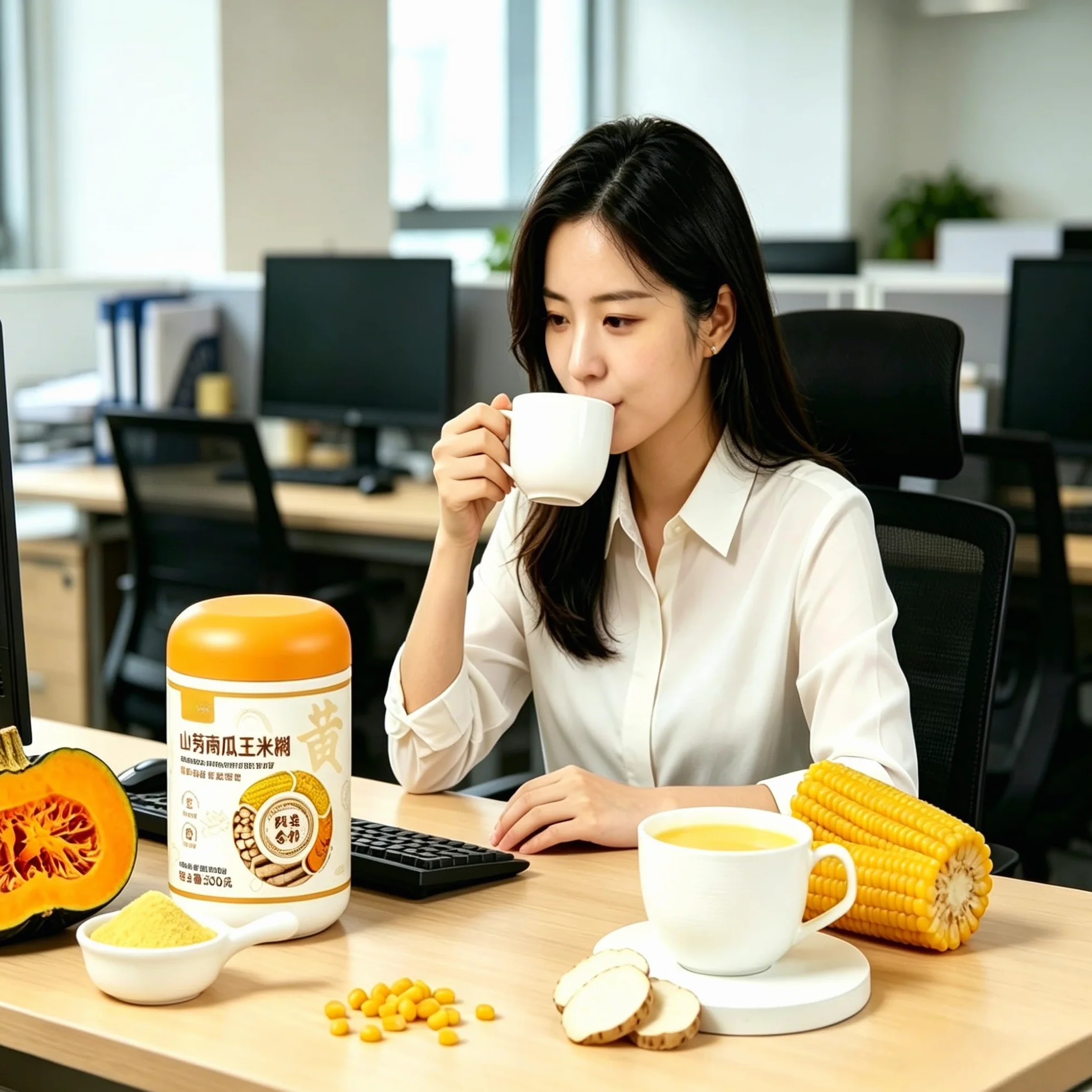 Polvere Di Mais Con Zucca E Igname Cinese, Senza Zucchero Raffinato, Colazione Veloce Vegana For Mattine Impegnative In Ufficio, Lattina Da 500 G(2pcs)