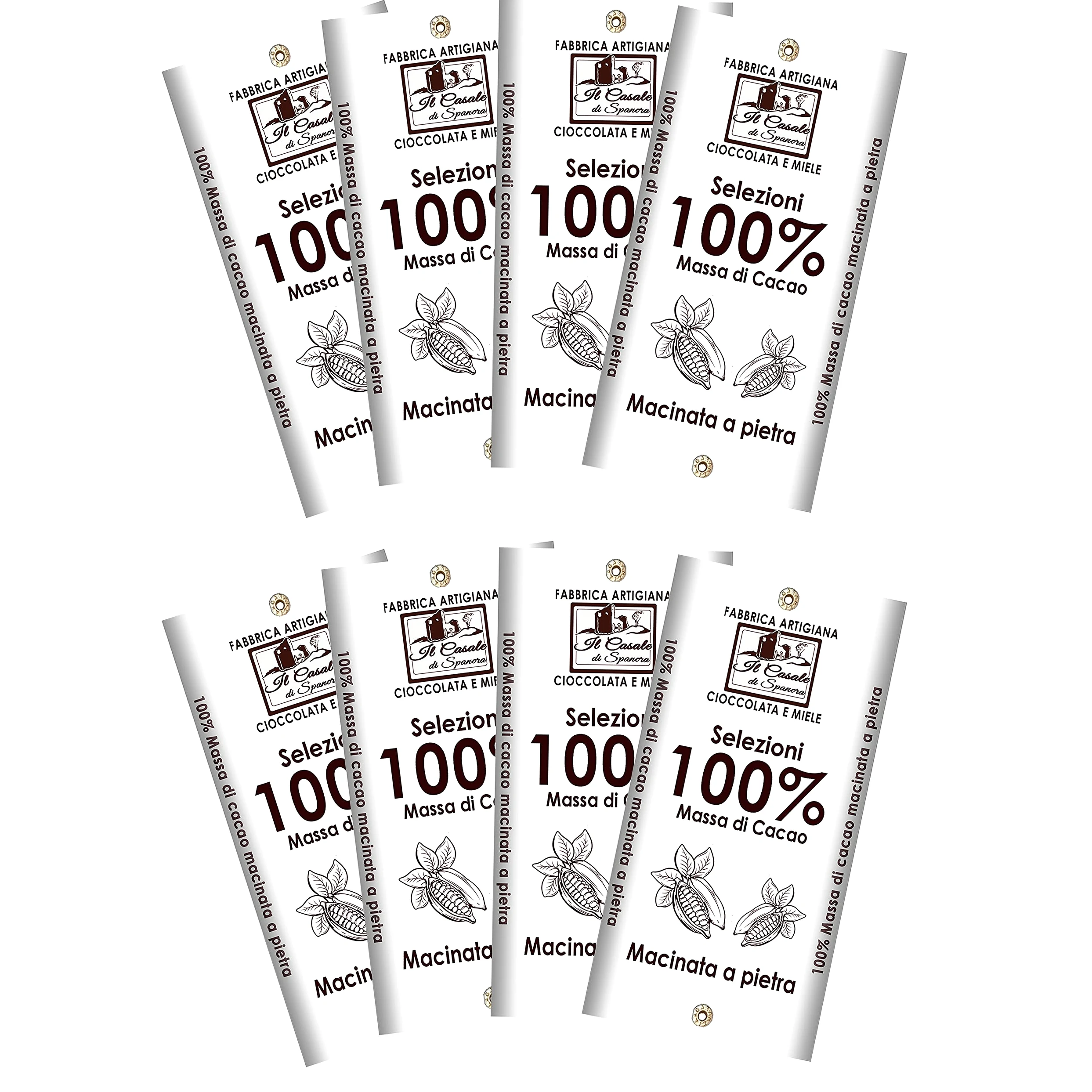 Set Tavolette MASSA DI CACAO 100% - 8 pz da 140gr (1120gr)- Cioccolato Fondente 100% Artigianale MADE IN ITALY - Il Casale Di Spanora