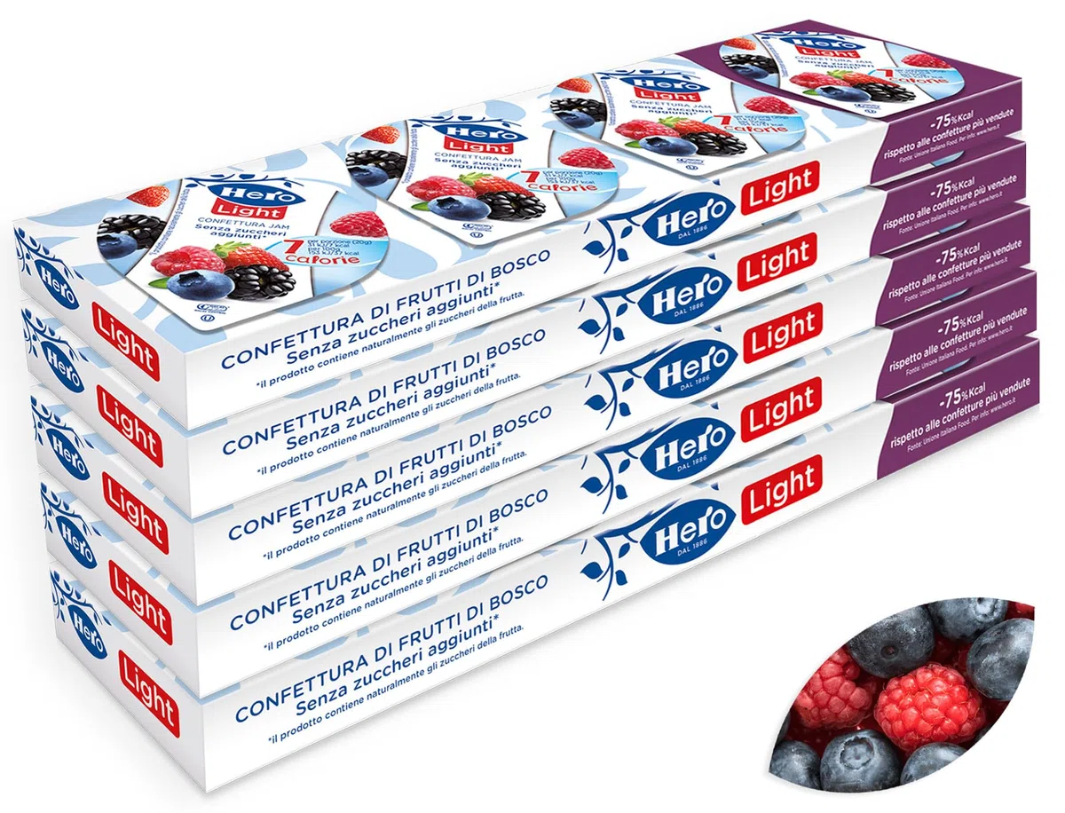 Hero Light Confettura di Frutti di Bosco Senza Zuccheri Aggiunti 4x20g [5 Confezioni]