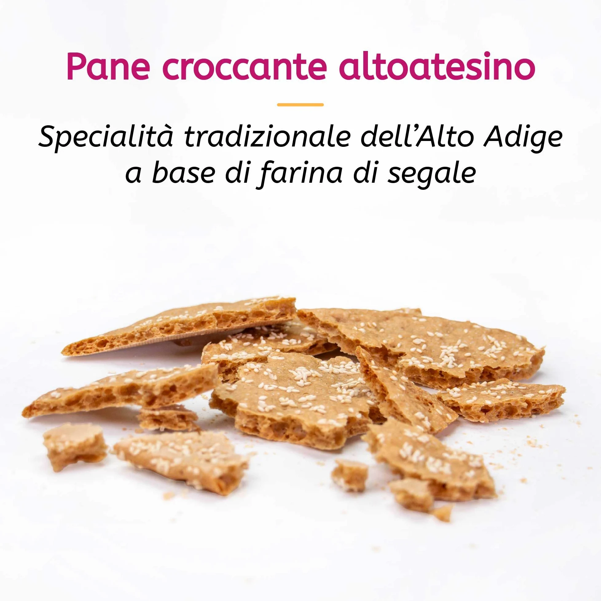 GUSTOS - 8 confezioni di Pane tradizionale dell'Alto Adige "Schüttelbrot" di segale | con Semi di Sesamo |150 g ciascuna, fatto a mano, gustoso e croccantissimo.