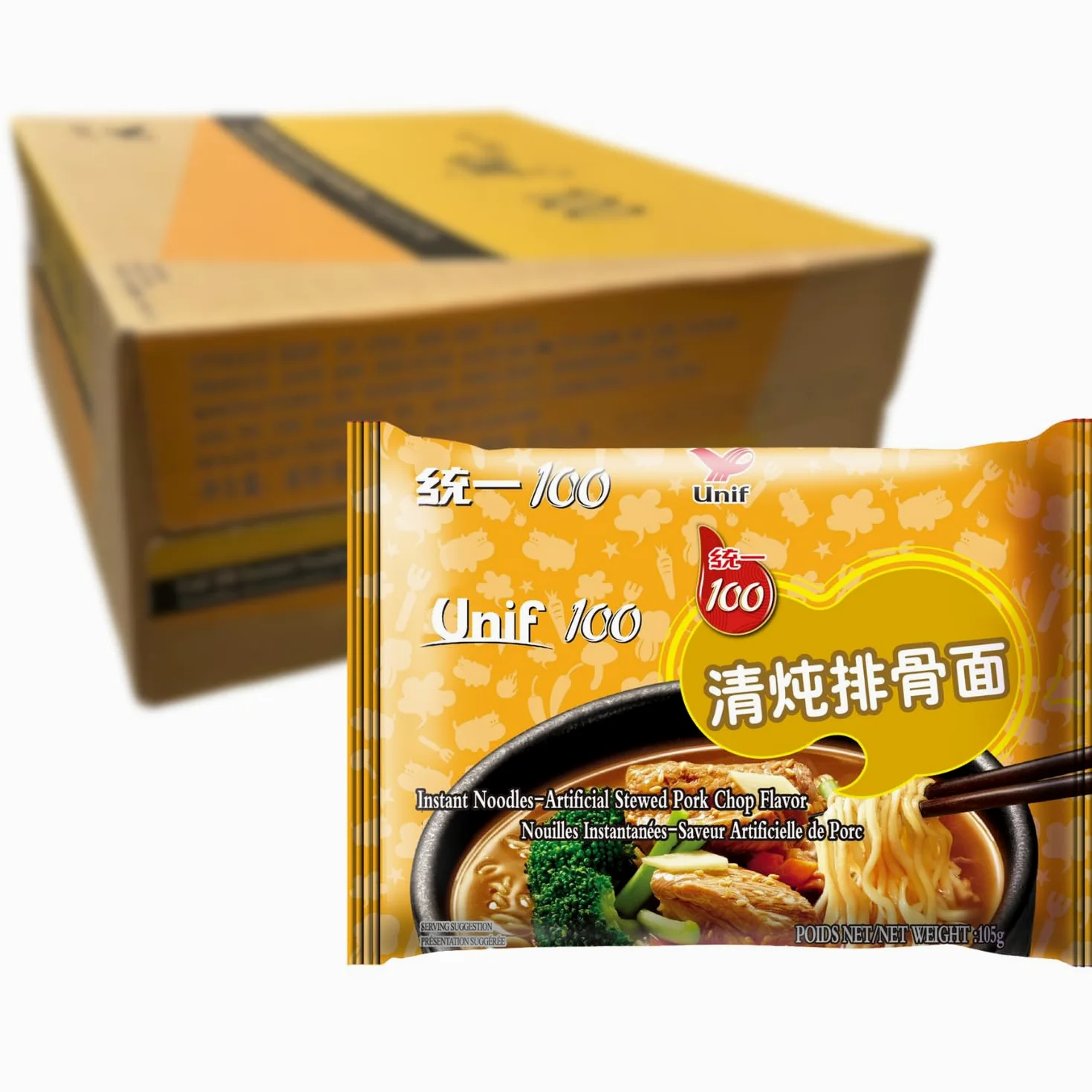 Tongyi Noodles al gusto di maiale al vapore pacco da 24 x 105 gr
