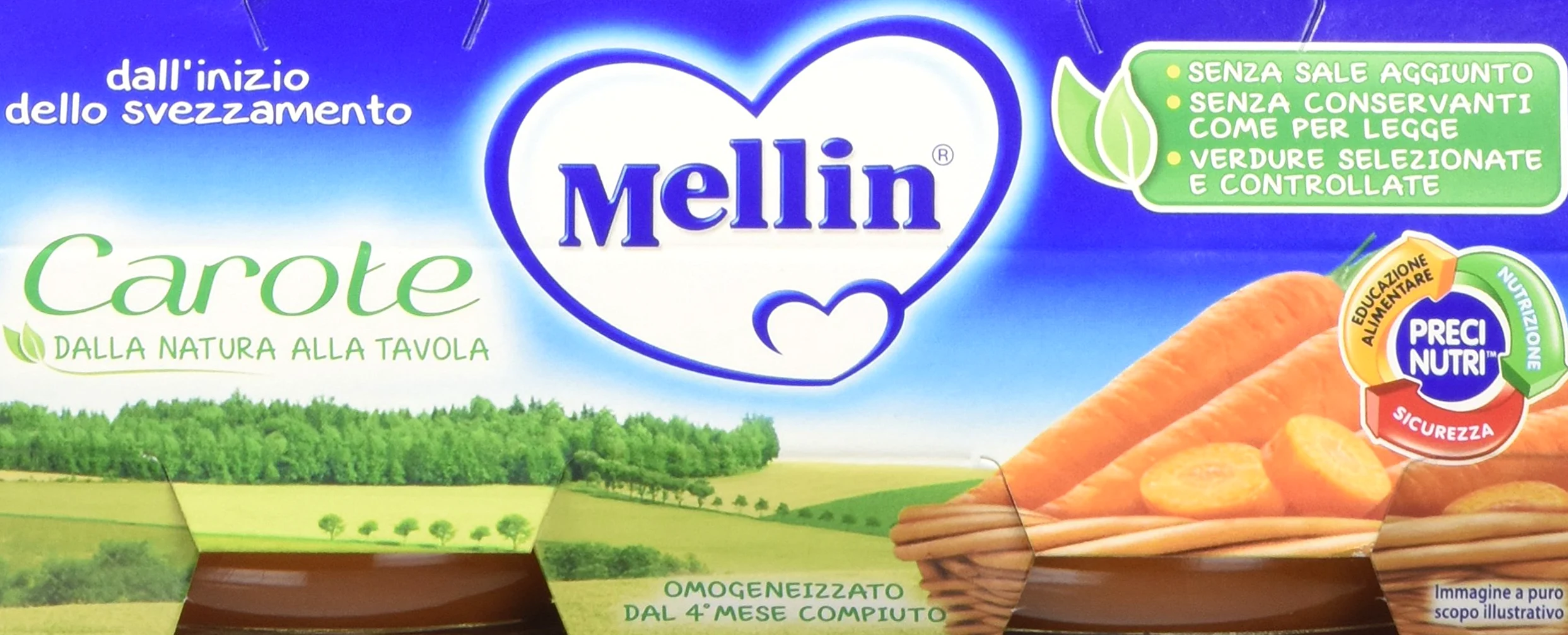 Mellin Omogeneizzato Carote - 24 Vasetti da 80 gr
