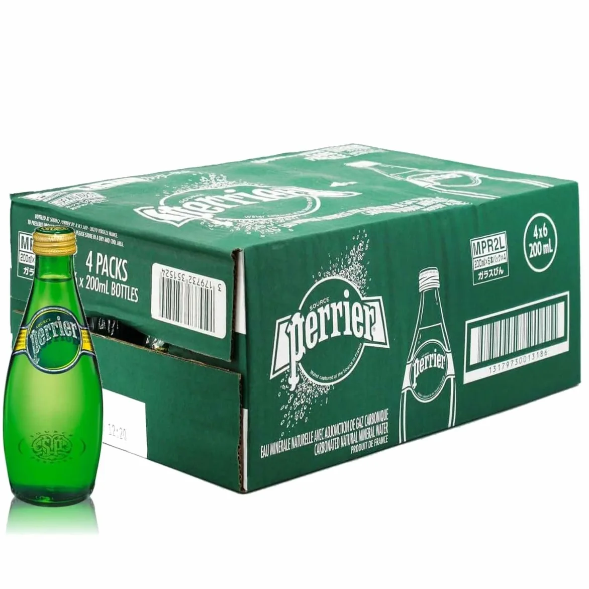 Acqua PERRIER Pack | Minerale Naturale Frizzante | 20cl x 24 Bottiglie VETRO | Tappo a Vite