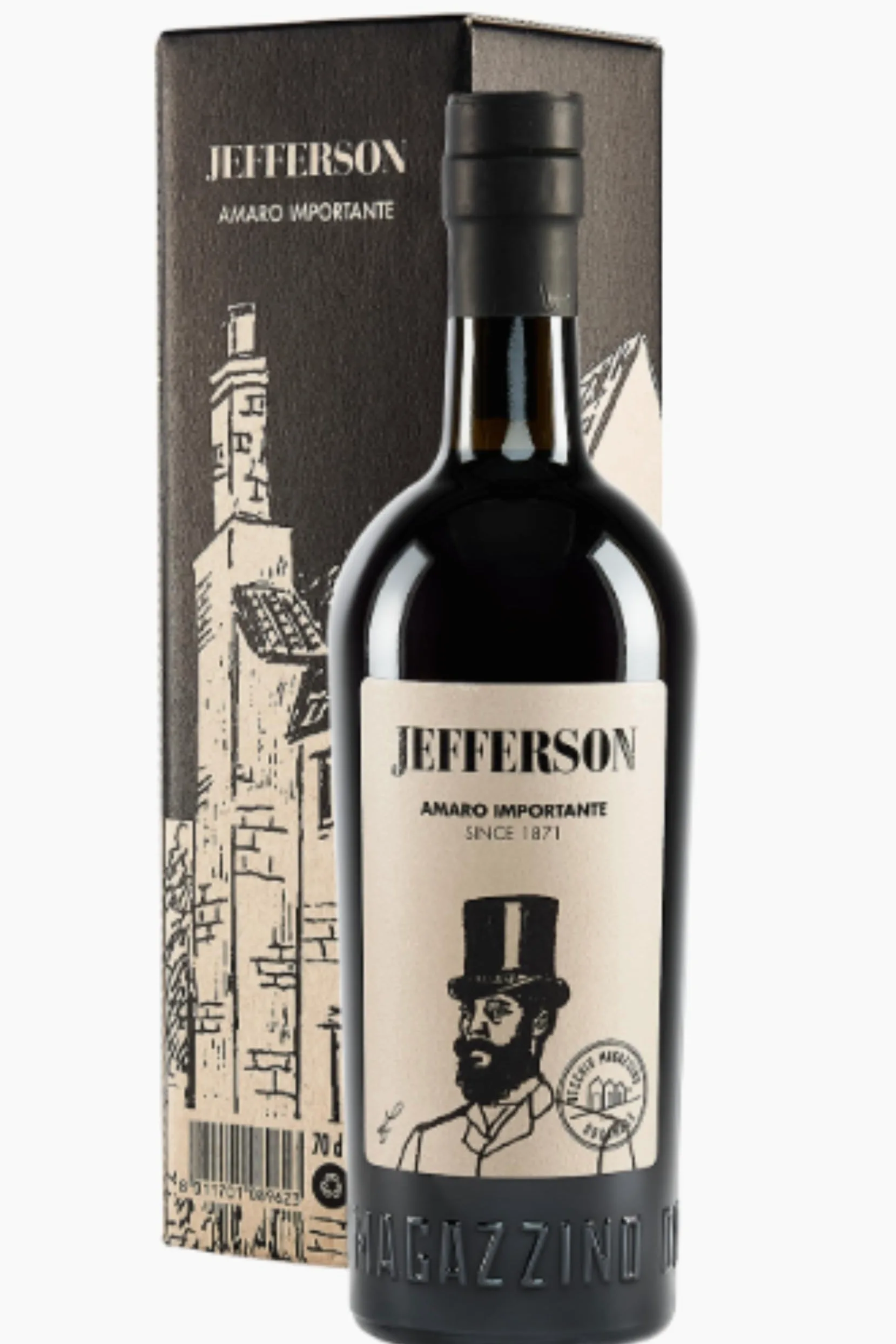 Jefferson Amaro Importante, 700 ml, Note Agrumate ed Erbacee, Ideale con Bitter e Vermouth, Botaniche Selezionate e Raccolte a Mano, Jefferson Amaro Calabrese, Confezione Regalo, 30% Vol.