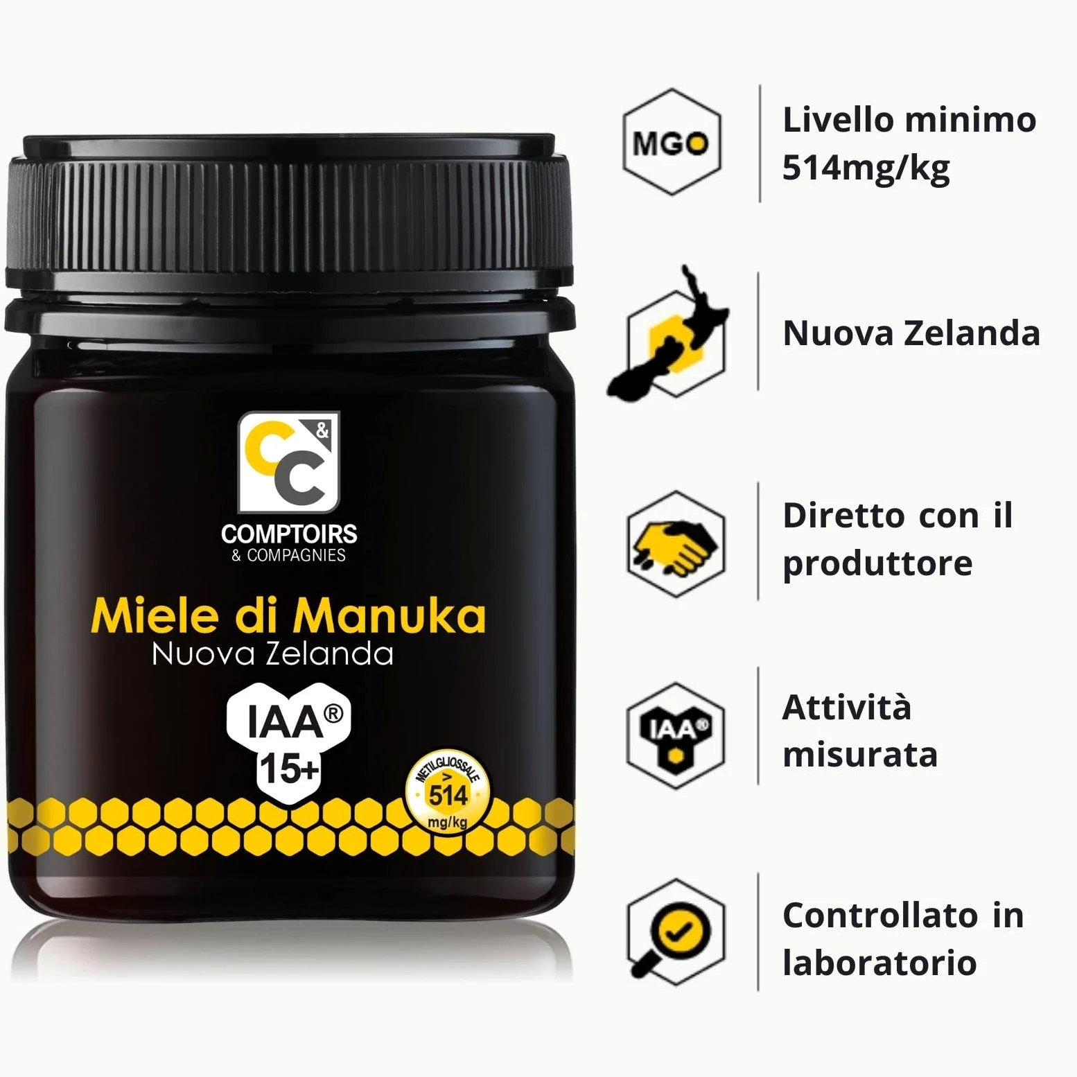 COMPTOIRS ET COMPAGNIES - Miele Di Manuka - MGO 514 - IAA15+ - Nuova Zelanda - 250g