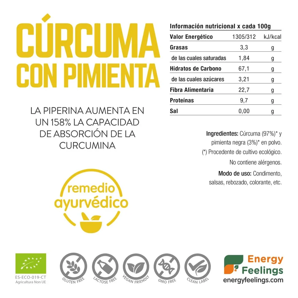 Energy Feelings - Curcuma Nero Pepe Polvere - 1kg