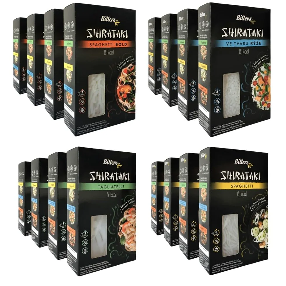 Bitters Shirataki Konjac Pasta MIX 4xSpaghetti Slim, 4xBold, 4xRiso, 4xTagliatelle - 16x390g (senza liquido 16x250g)