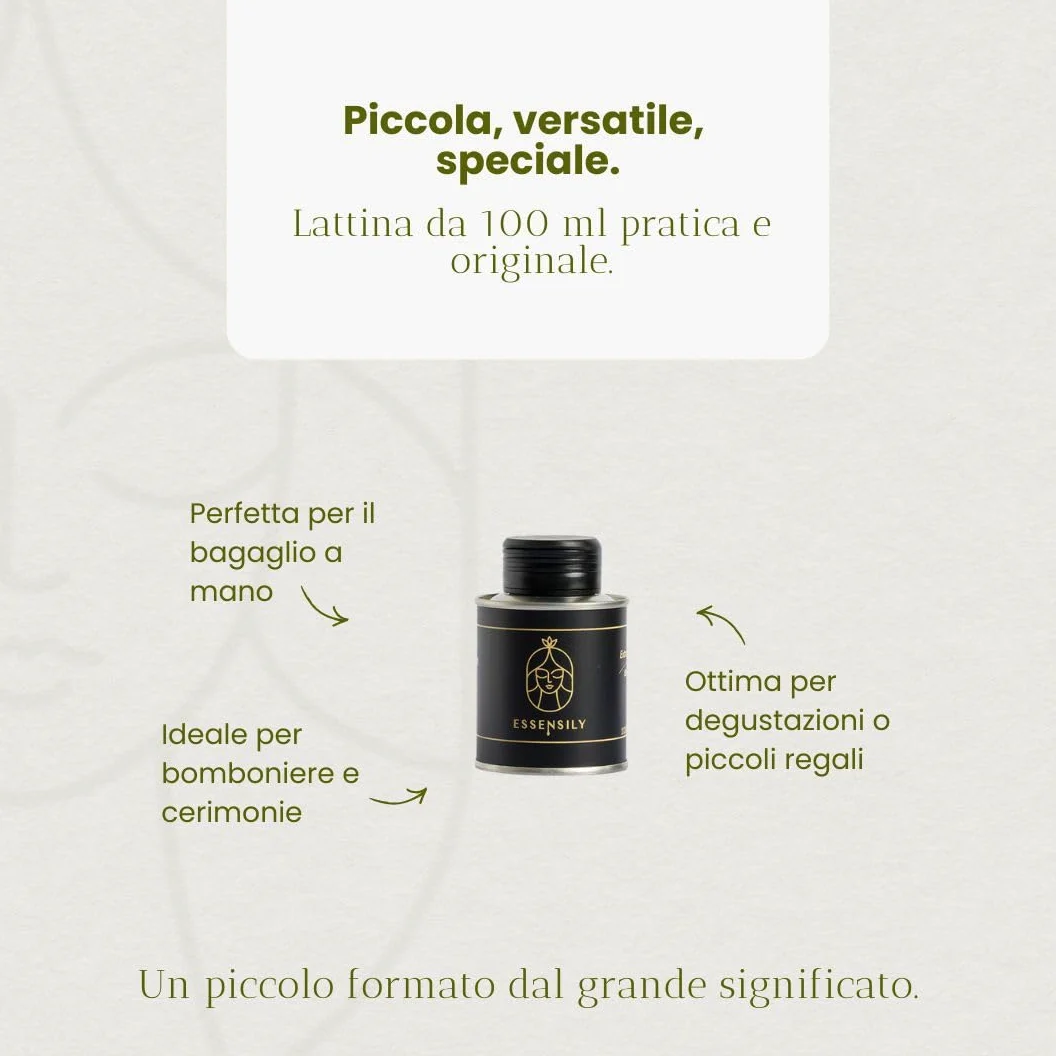 Olio Extravergine di Oliva 100 ml – Mini Bottiglia – Bomboniere e Regali Aziendali – Essensily (6 Pezzi)