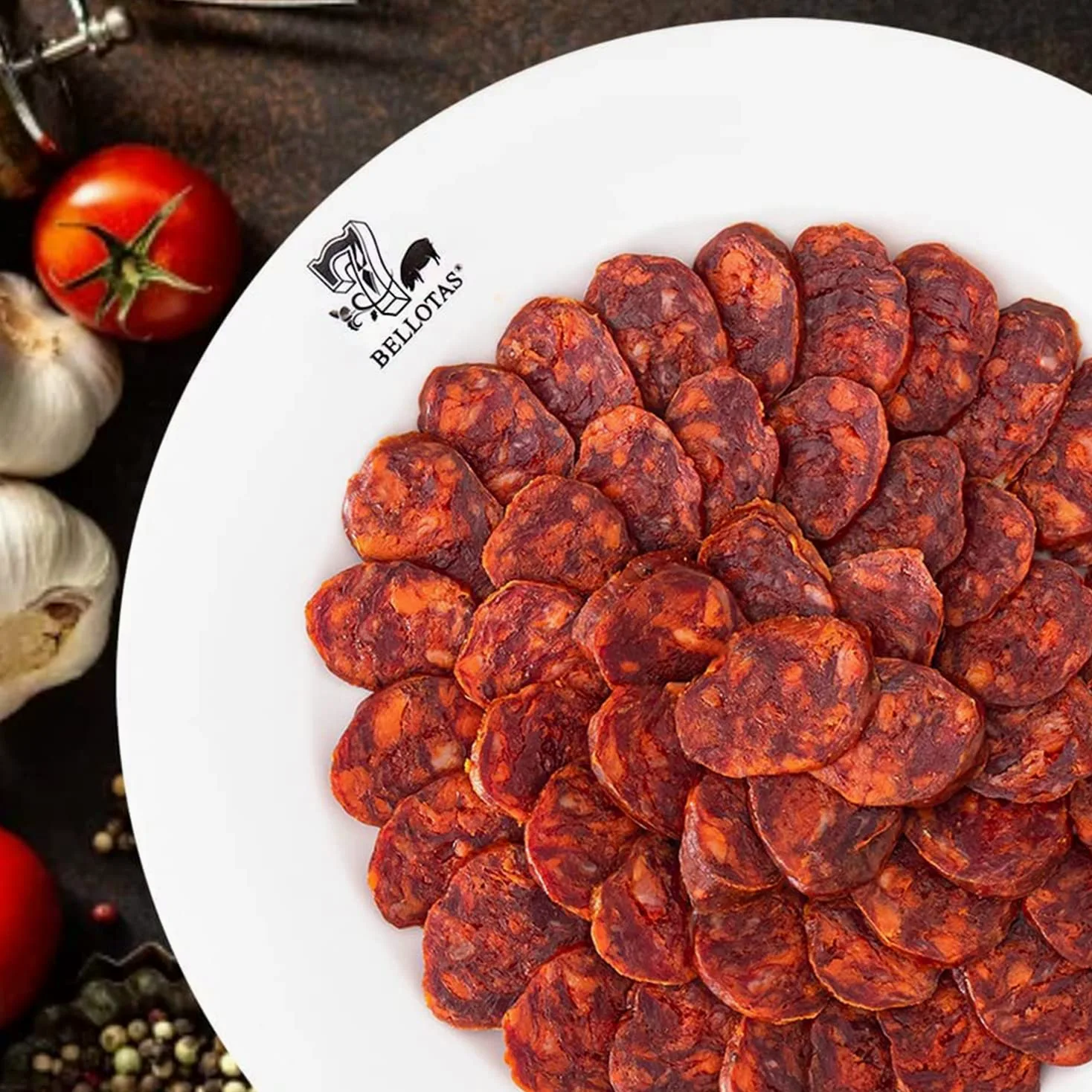 7 BELLOTAS Salame Spagnolo CHORIZO 100% Iberico Pata Negra | Salsicce Chorizo Guijuelo Salamanca (Tubo +500 g)