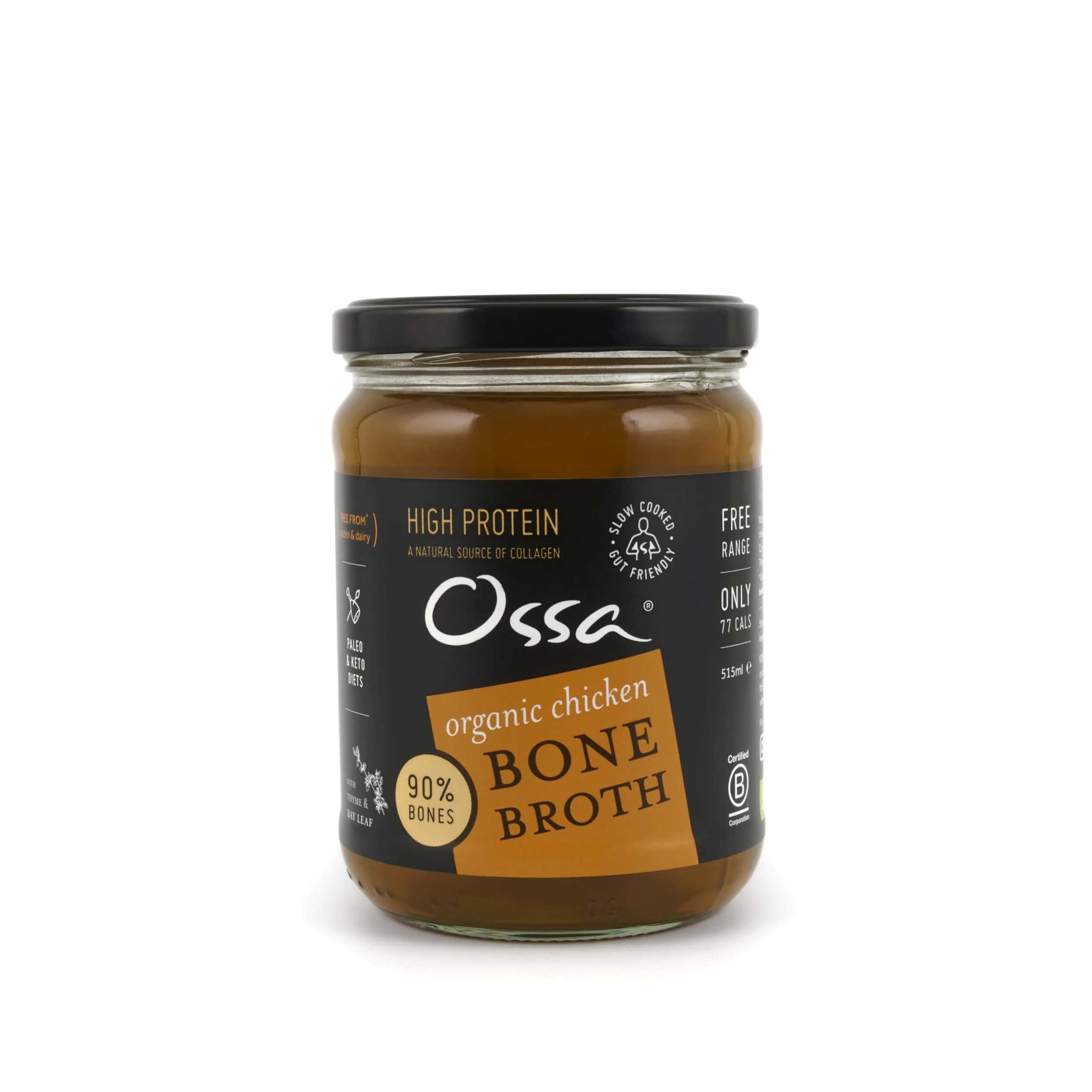 Ossa Chicken Ambient Bone Broth, High-Protein Broth, Preservative-Free Soup & Cooking Essential, Keto & Paleo-Friendly Soup Maker for Gut Health & Digestion, 515 mL