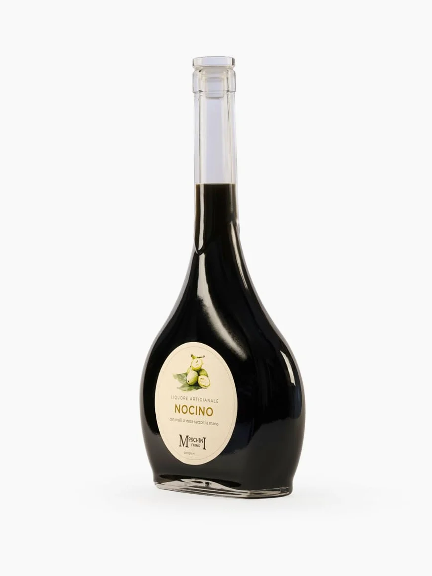 Moschini Farms - Nocino Liquore Artigianale con Malli di Noce Raccolti a Mano | Made in Italy | Bottiglie Esclusive Numerate a Mano | 90 Giorni di Infusione, Invecchiamento di Almeno un Anno