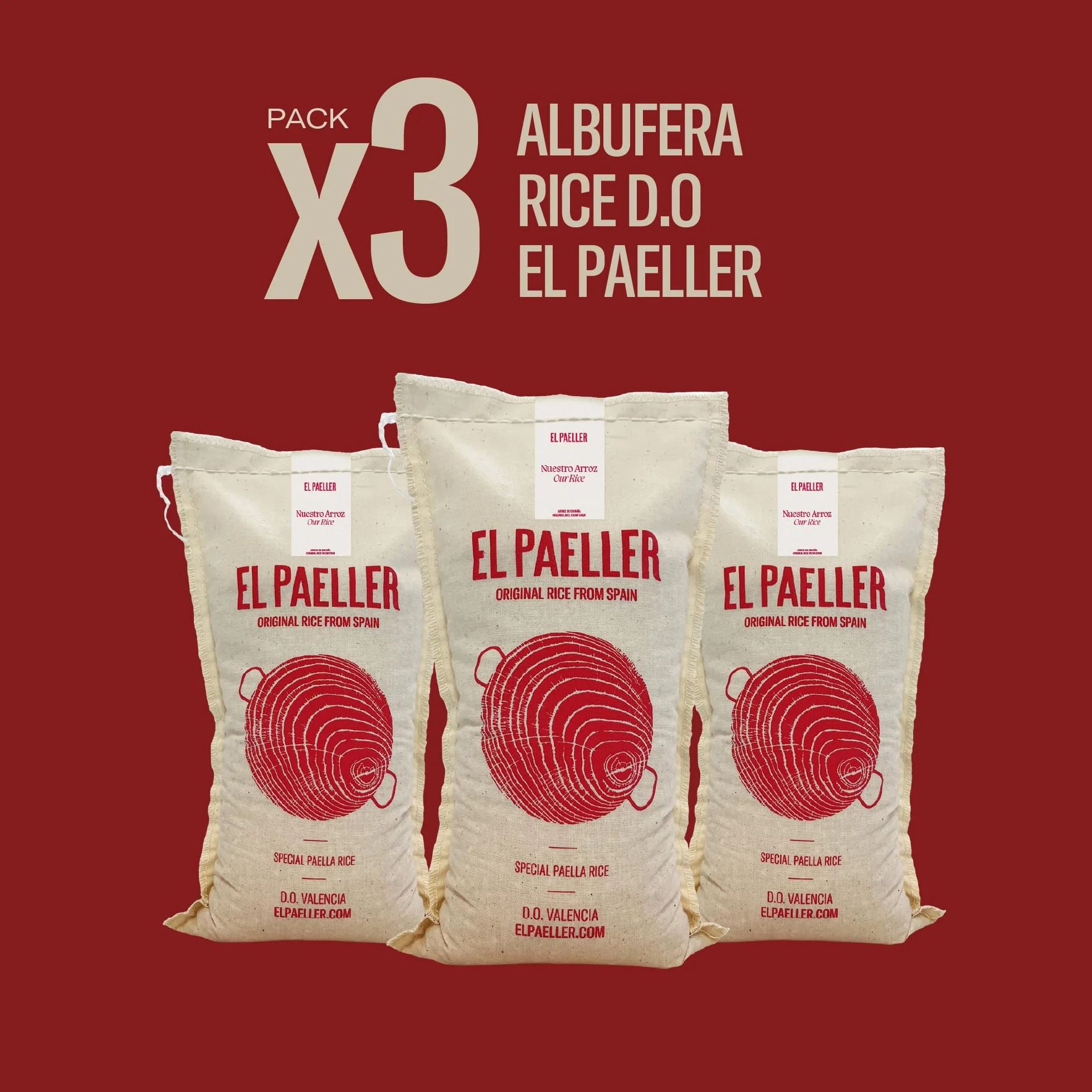 EL PAELLER - Riso per Paella | Varietà Albufera D.O Valencia | Ideale per Paellas e Risotti Brodosi | Confezione da 3 unità da 1kg