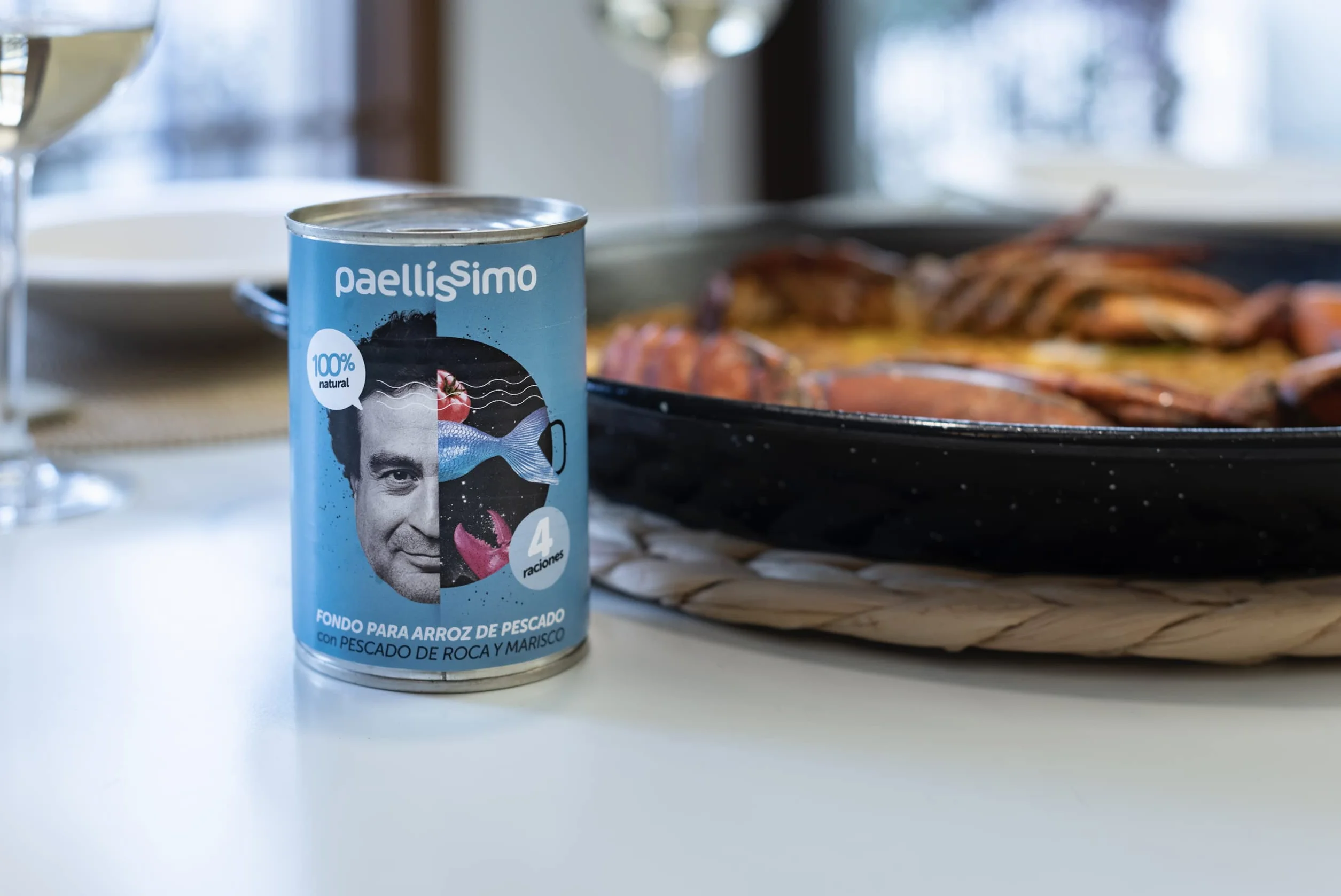 Paellissimo - Brodo Concentrato di Riso e Pesce a Base di Pesce di Scoglio e Frutti di Mare | 100% Naturale e Senza Glutine | 4 Porzioni x Lattina (Contenuto per Lattina 400gr) | 4 Unità