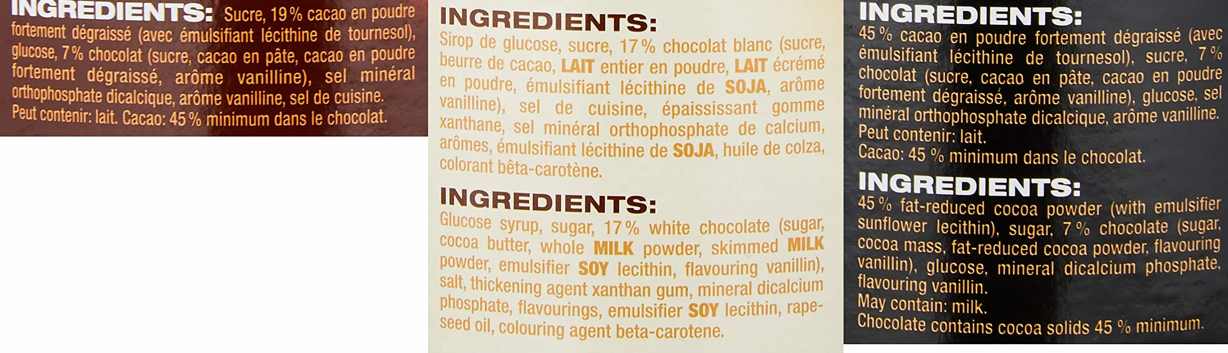Caotina Original, Noir, Blanc, Cacao in Polvere con Cioccolata Svizzera, Bevande Calde, 3 x 500g
