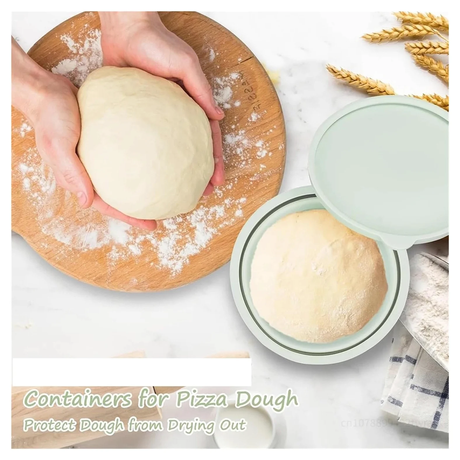 Scatola for la lievitazione della pizza impilabile, accessori da cucina for cottura del pane(2pc White)