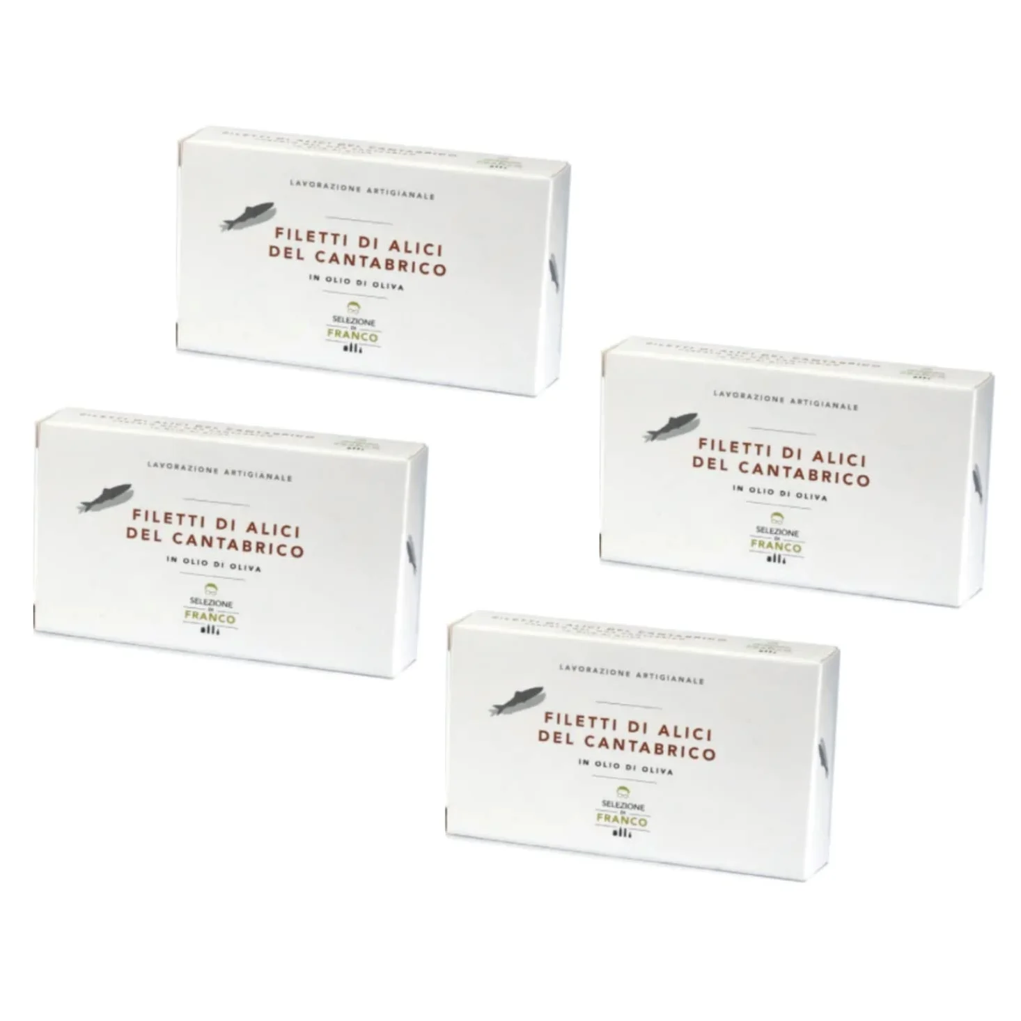 Selezione di Franco® | Filetti di Alici del Mar Cantabrico in Olio di Oliva | Acciughe del Mar Cantabrico Lavorate a Mano | Cuzziol® Acciughe Cantabrico - 4 Lattine (Netto 4 x 70 Gr)