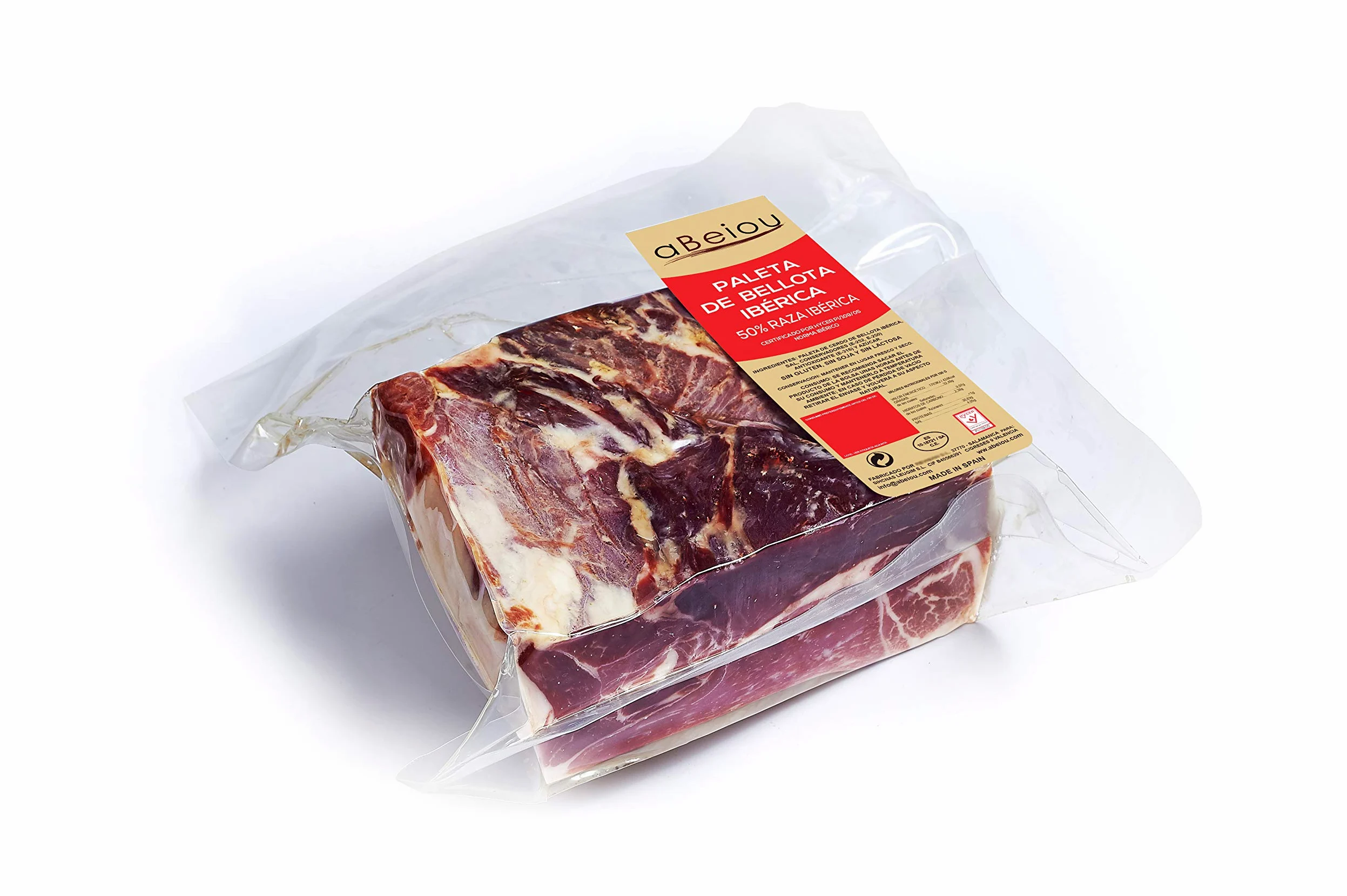 Prosciutto Iberico (Spalla) Ghianda Crudo Disossato 1 kg — Stagionatura +30 Mesi — Cert. Hycer — Guijuelo Spagnolo — Paleta Ibérica de Bellota — aBeiou
