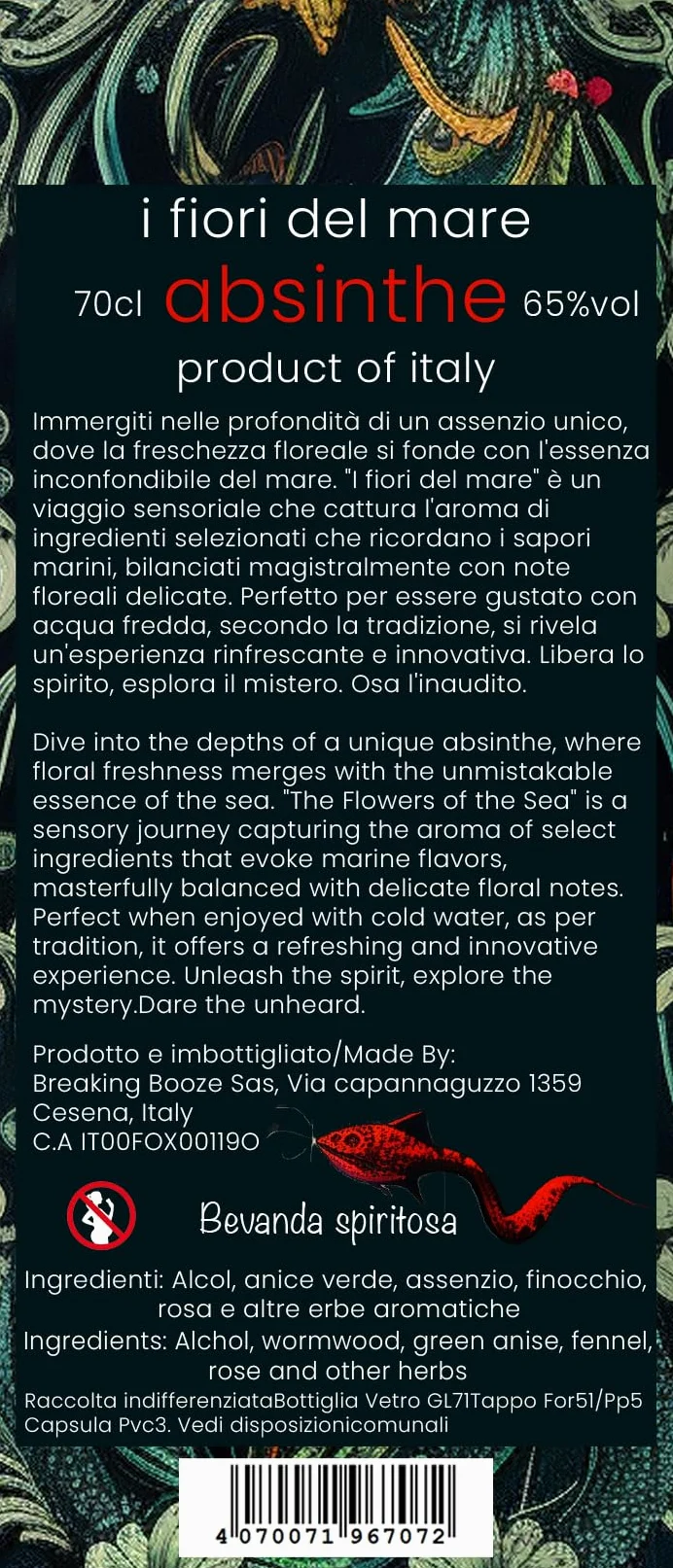 Assenzio Verte Artigianale “I Fiori del Mare” 65% vol – Absinthe con Botaniche Marine – 700 ml – Breaking Booze