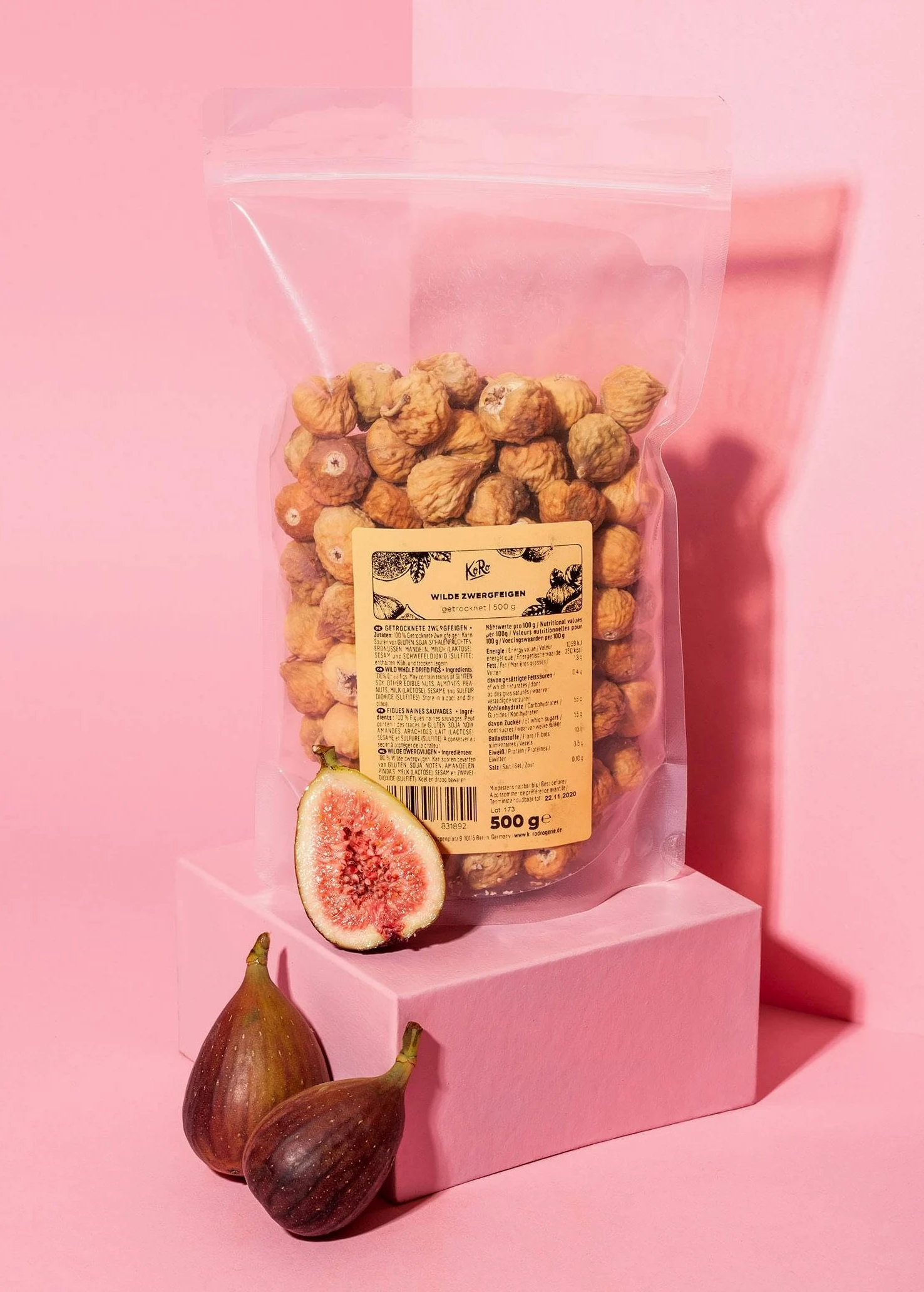 KoRo - Fichi nani selvatici 500 g - 100% frutta essiccata - Senza additivi - Senza solfiti - Nei dolci o come snack
