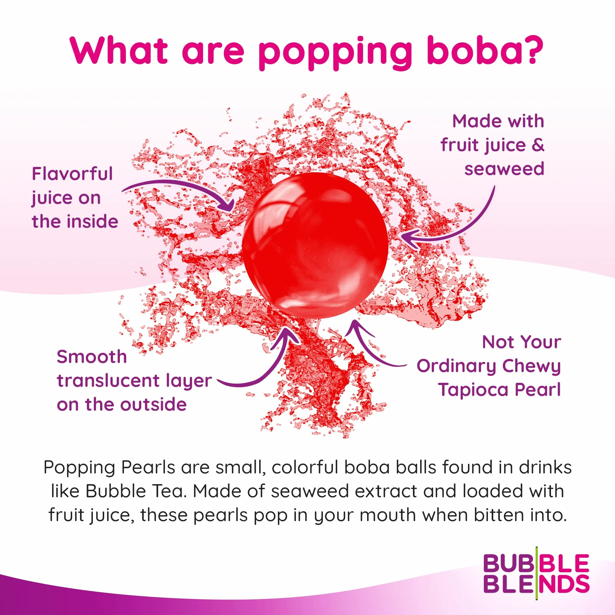 Popping BobaGusto Fragola 1 kg - Bubble Blends Perle di Frutta con Vero Succo di Frutta - Senza Lattosio, 100% Senza Grassi e Senza Glutine-Palline Bubble Tea, Bevande e Topping (Best Before 02/27/25)