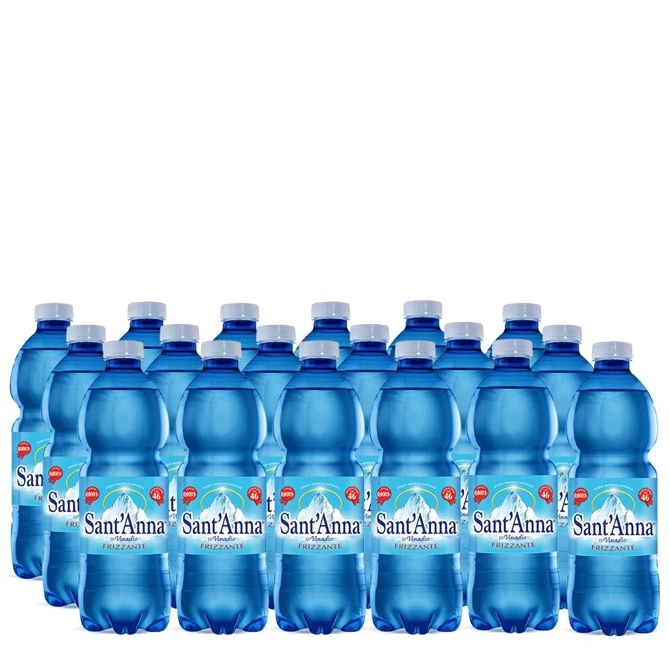 Acqua Sant'Anna Frizzante 0,5L | Pack 96 Bottiglie | Acqua Minerale Oligominerale Frizzante, Minimamente Mineralizzata | Freschezza dalla Sorgente Alpina